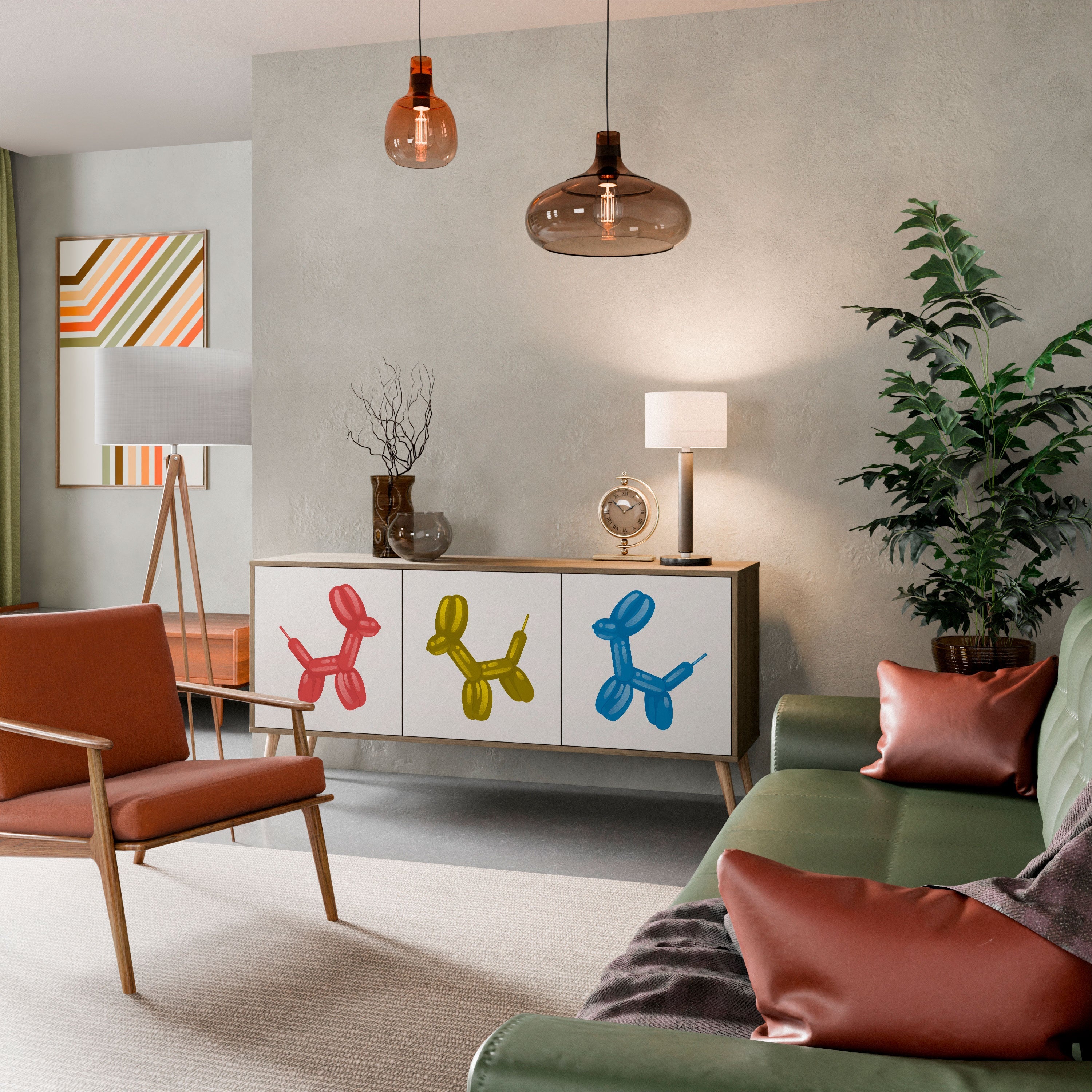 CHILDHOOD MEMORY Aparador de 3 Portas em Efeito Carvalho