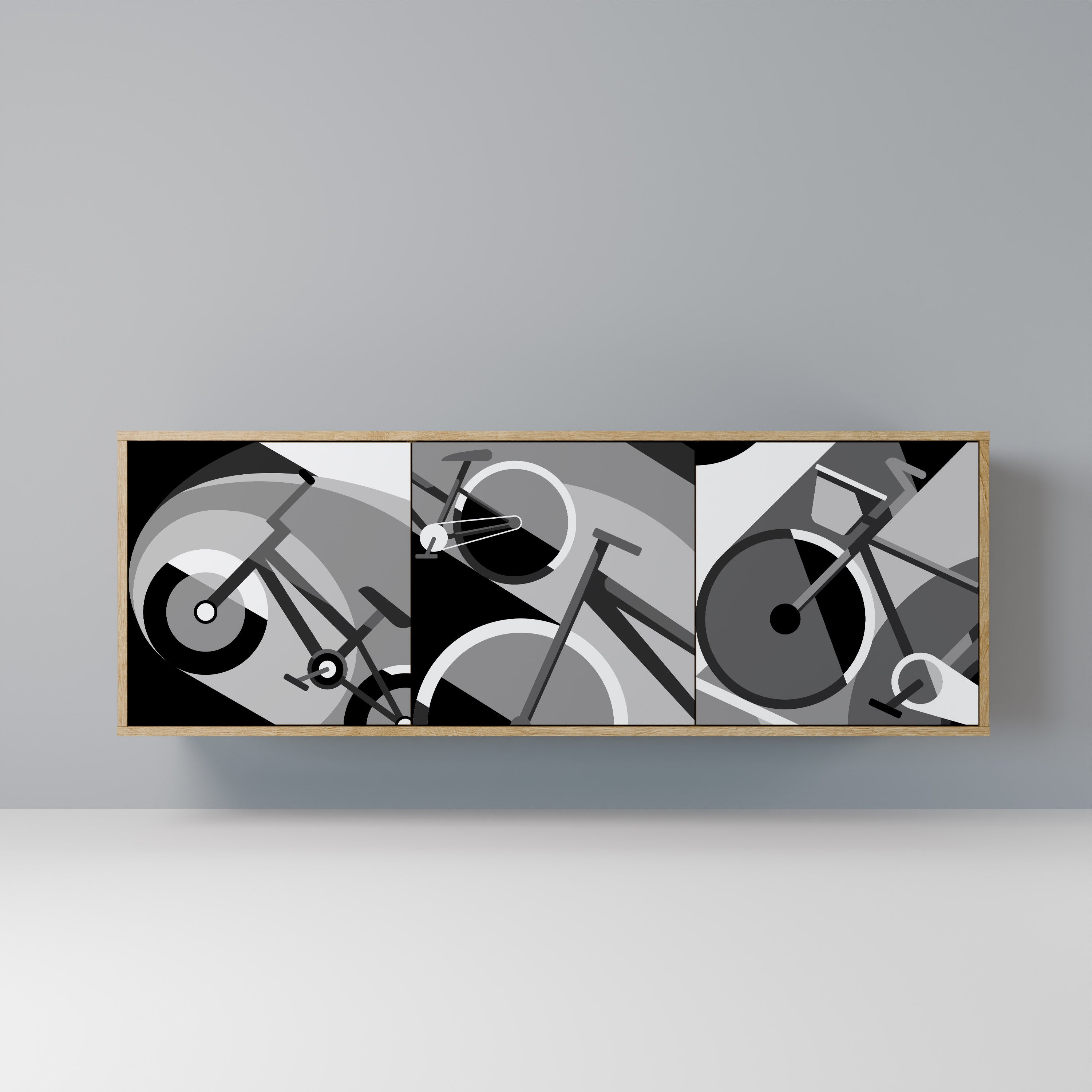 BIKE ENERGY Aparador de 3 Portas em Efeito Carvalho