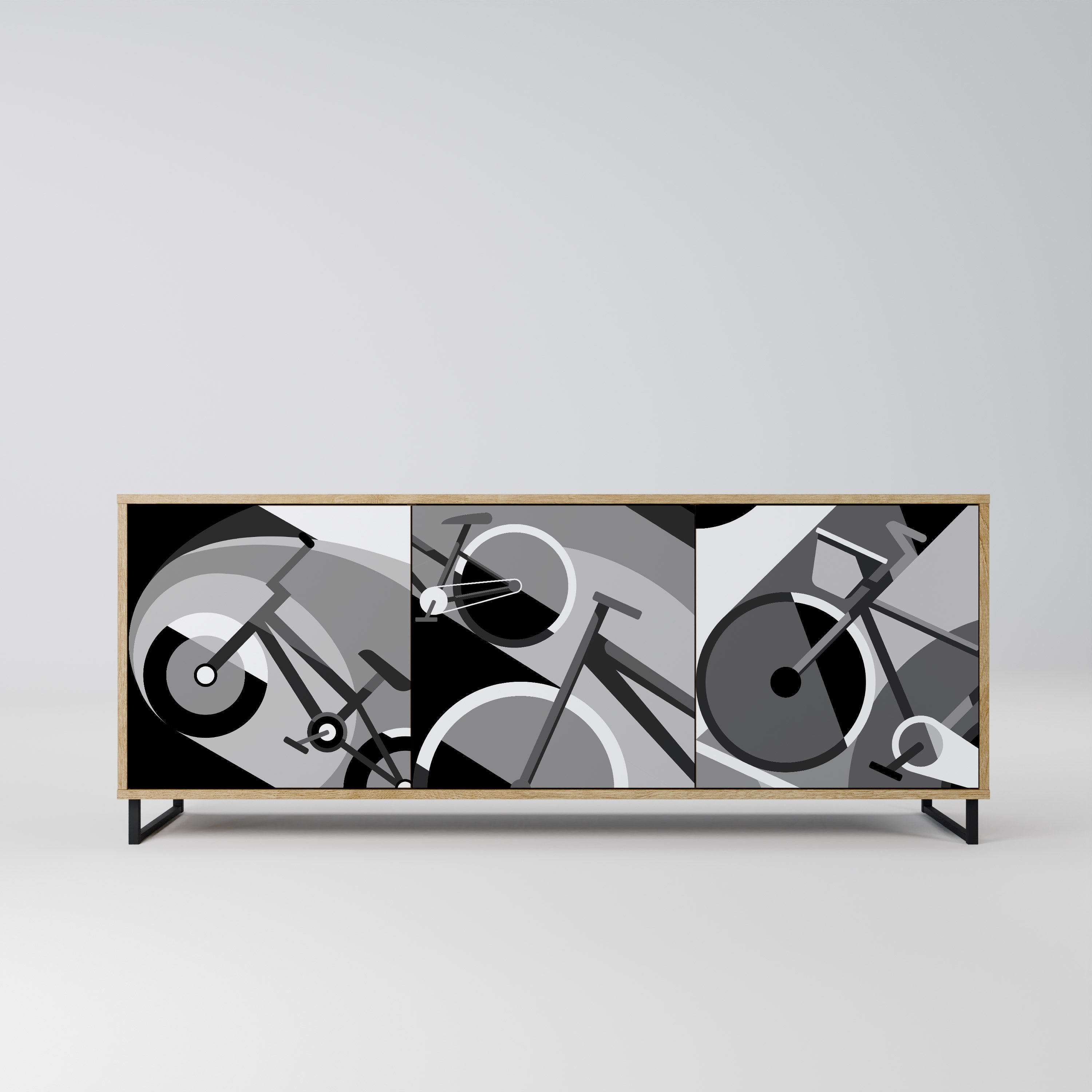 BIKE ENERGY Aparador de 3 Portas em Efeito Carvalho