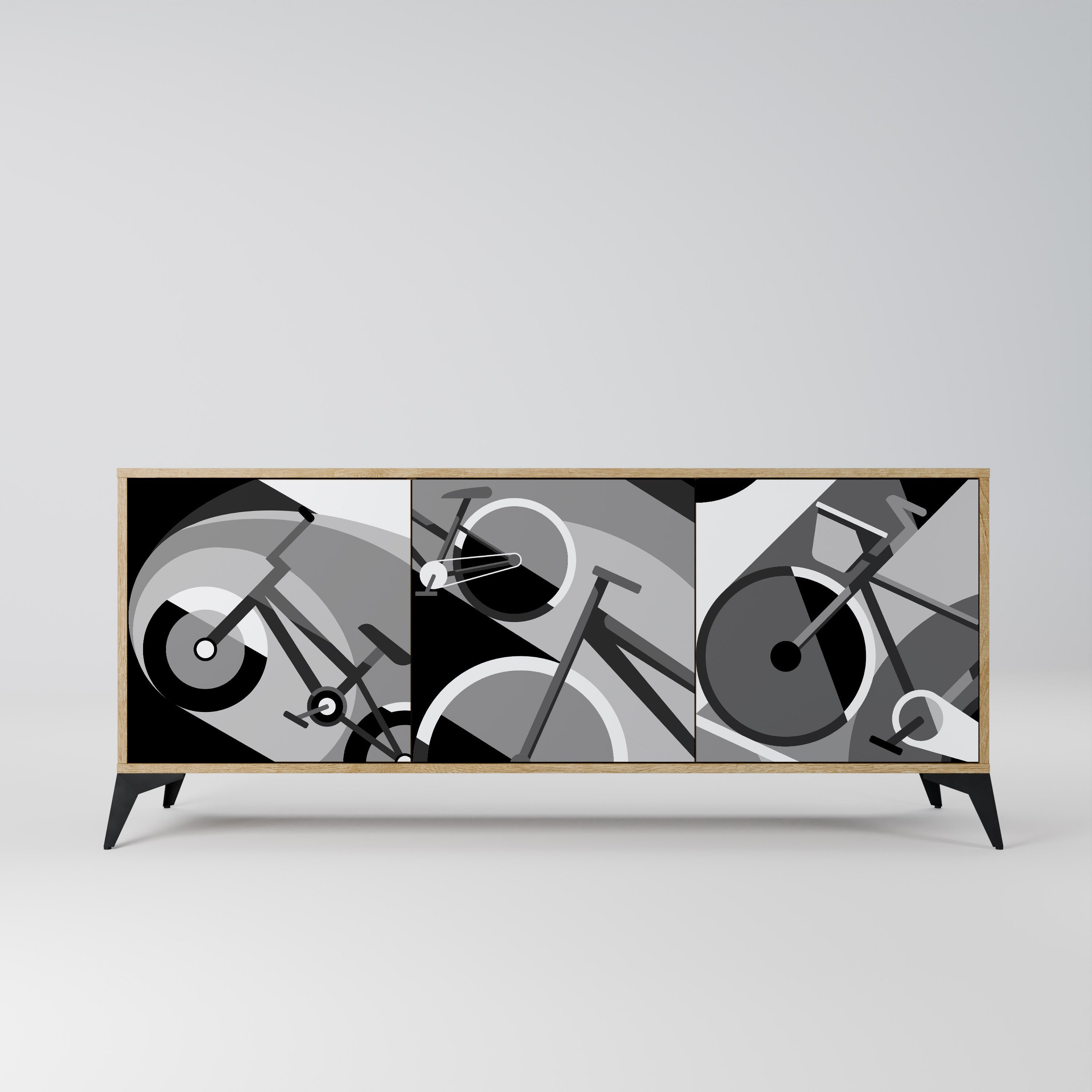 BIKE ENERGY Aparador de 3 Portas em Efeito Carvalho