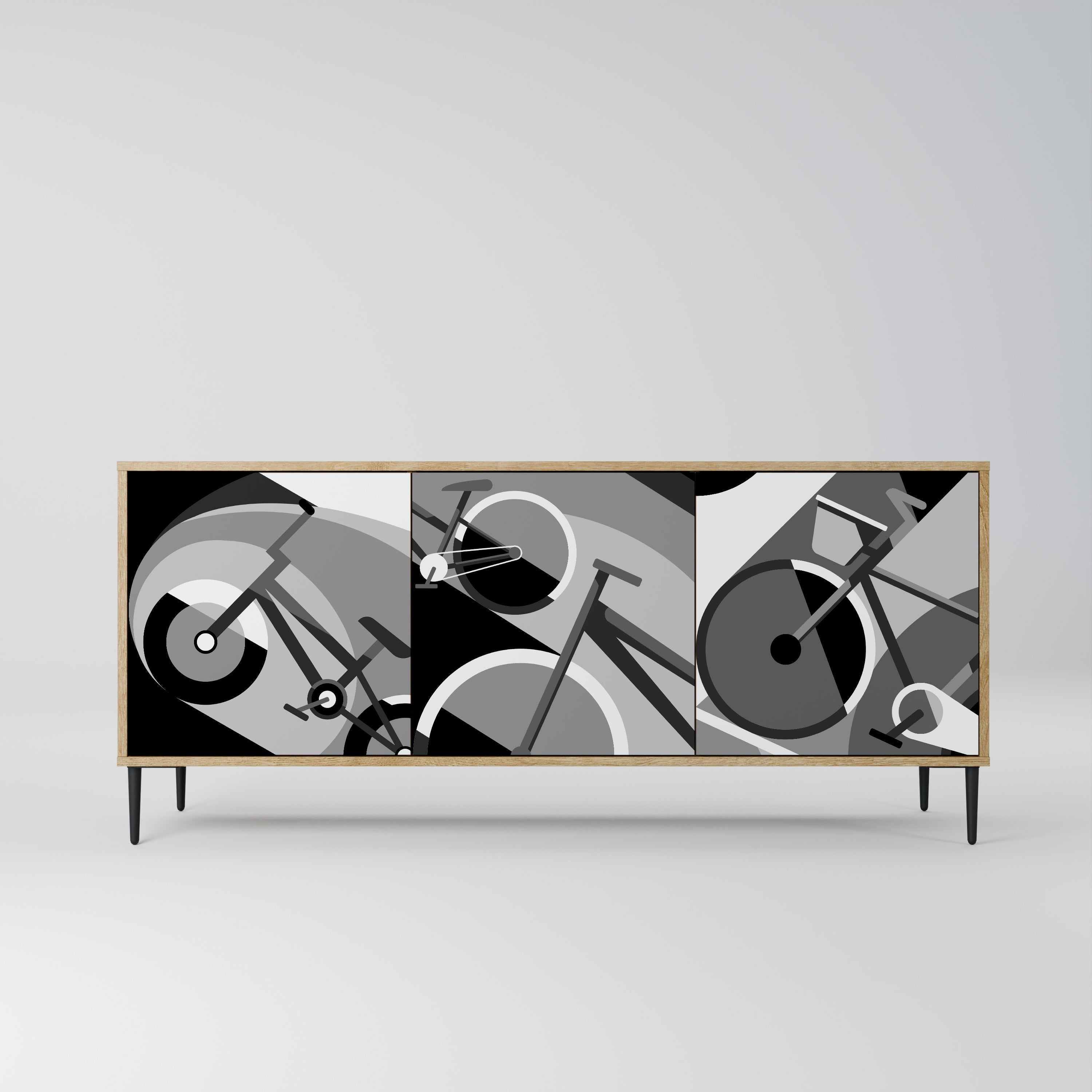 BIKE ENERGY Aparador de 3 Portas em Efeito Carvalho