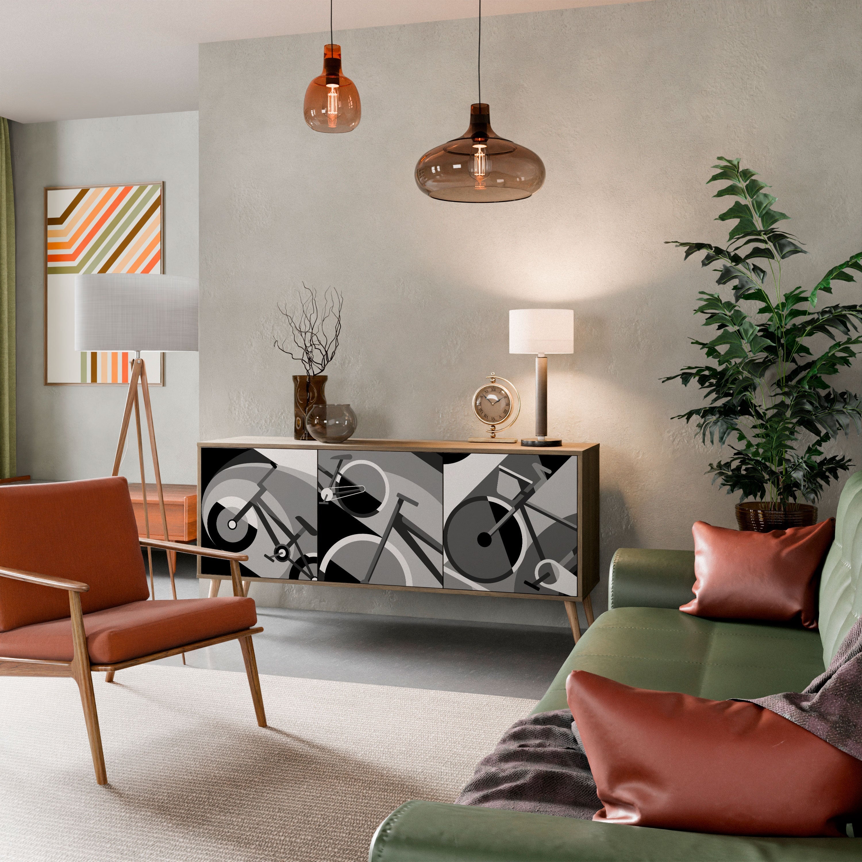 BIKE ENERGY Aparador de 3 Portas em Efeito Carvalho