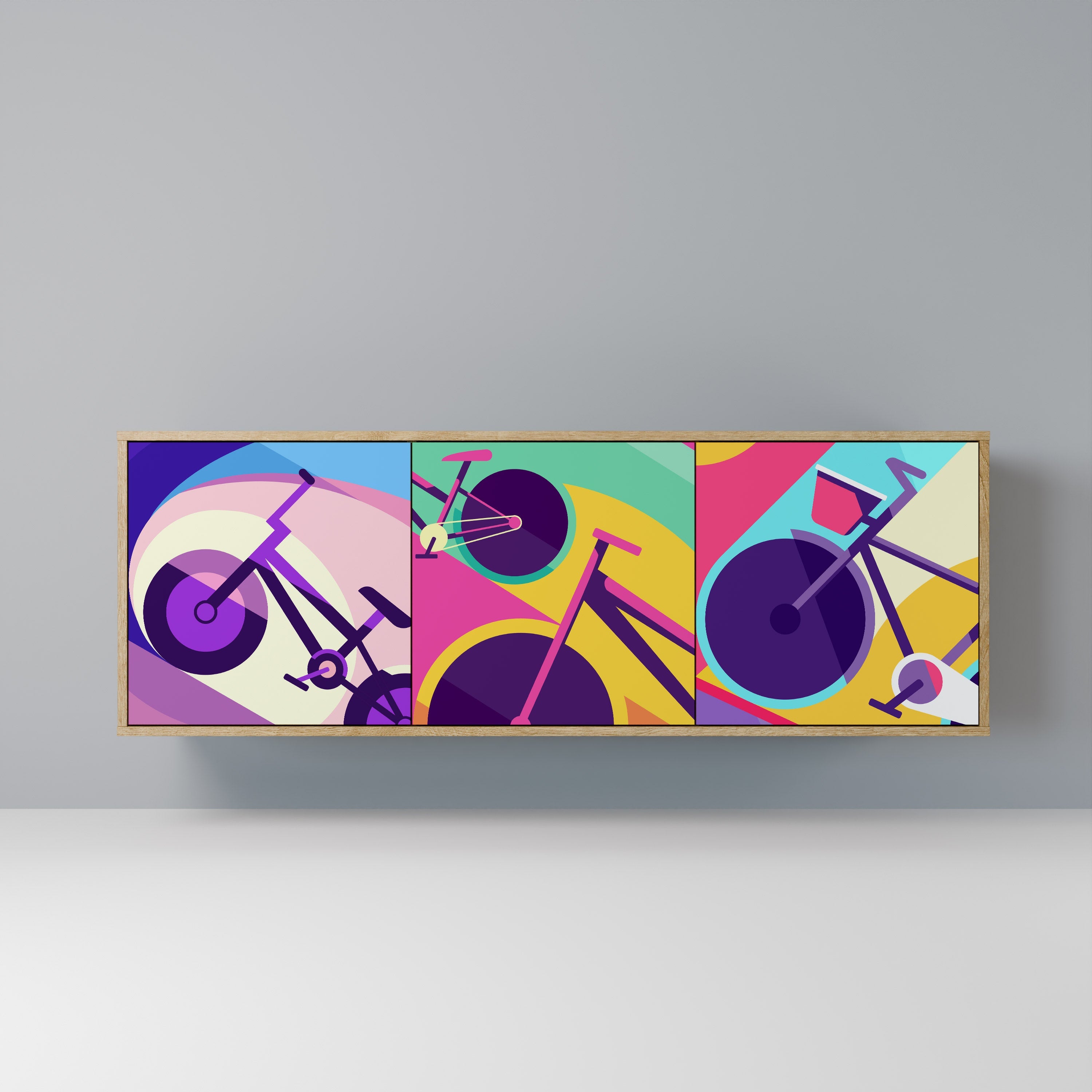 BIKE DREAMS Aparador de 3 Portas em Efeito Carvalho