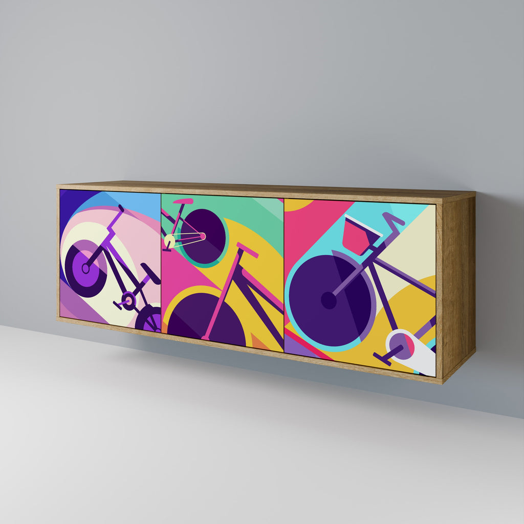 BIKE DREAMS Aparador de 3 Portas em Efeito Carvalho