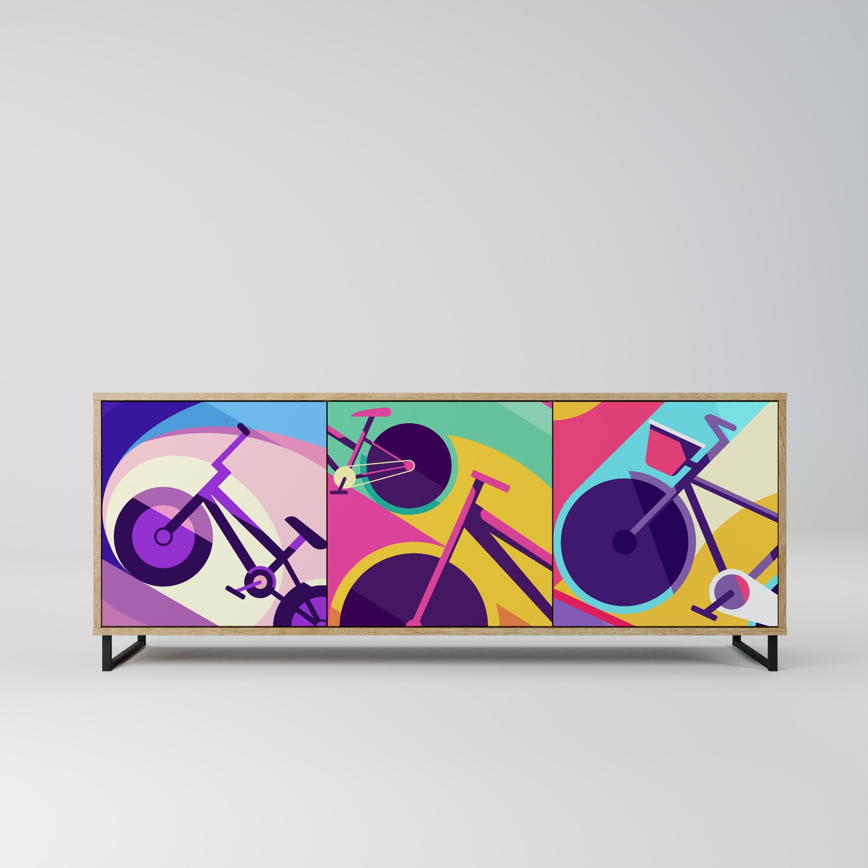 BIKE DREAMS Aparador de 3 Portas em Efeito Carvalho