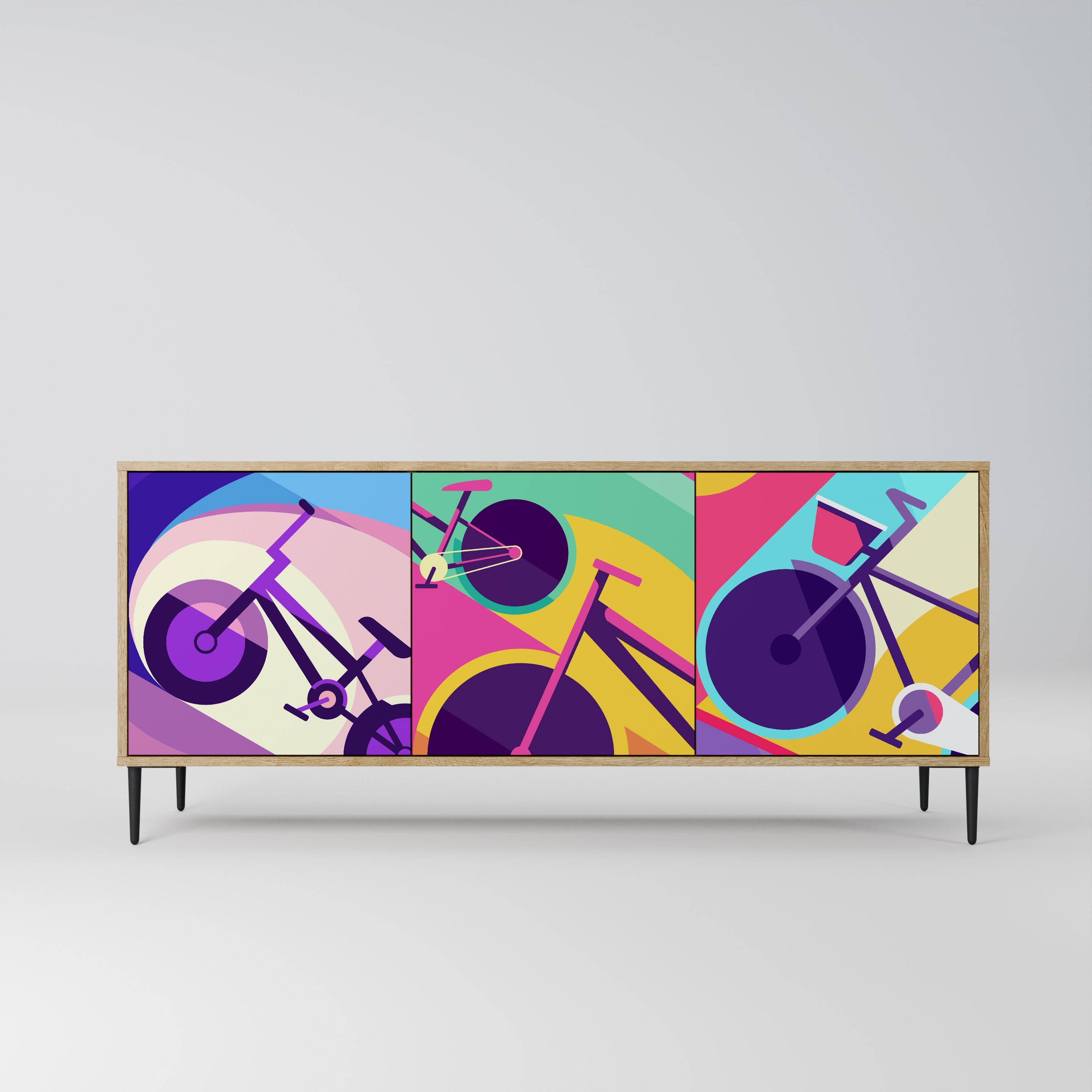 BIKE DREAMS Aparador de 3 Portas em Efeito Carvalho