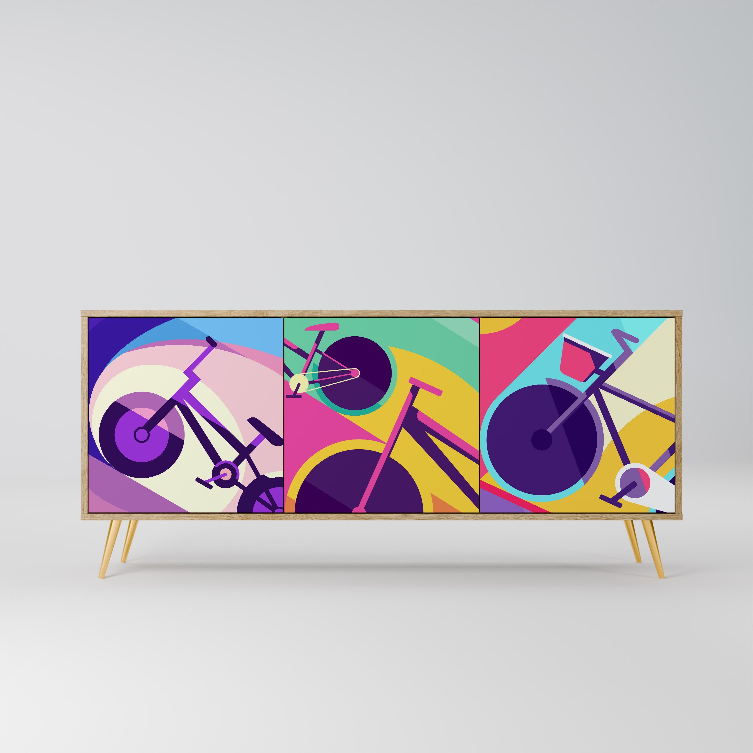 BIKE DREAMS Aparador de 3 Portas em Efeito Carvalho