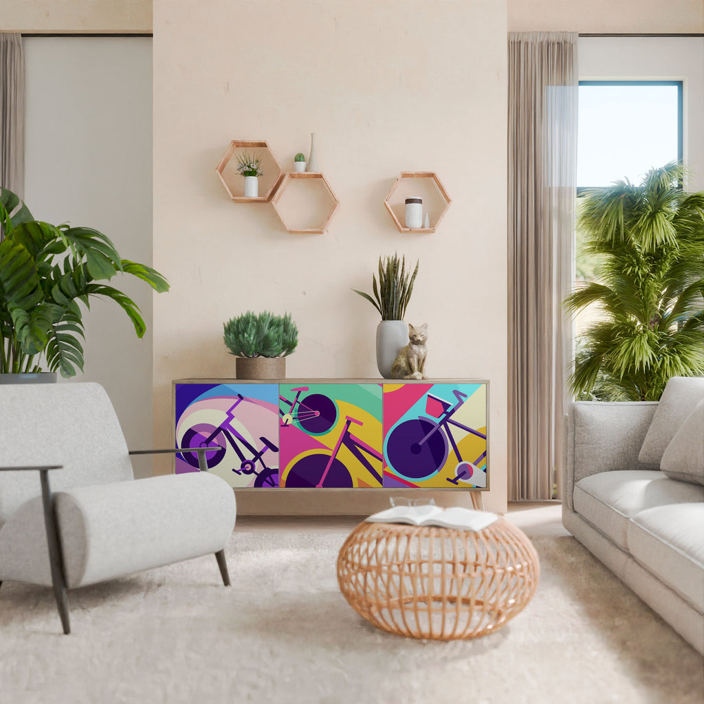 BIKE DREAMS Aparador de 3 Portas em Efeito Carvalho