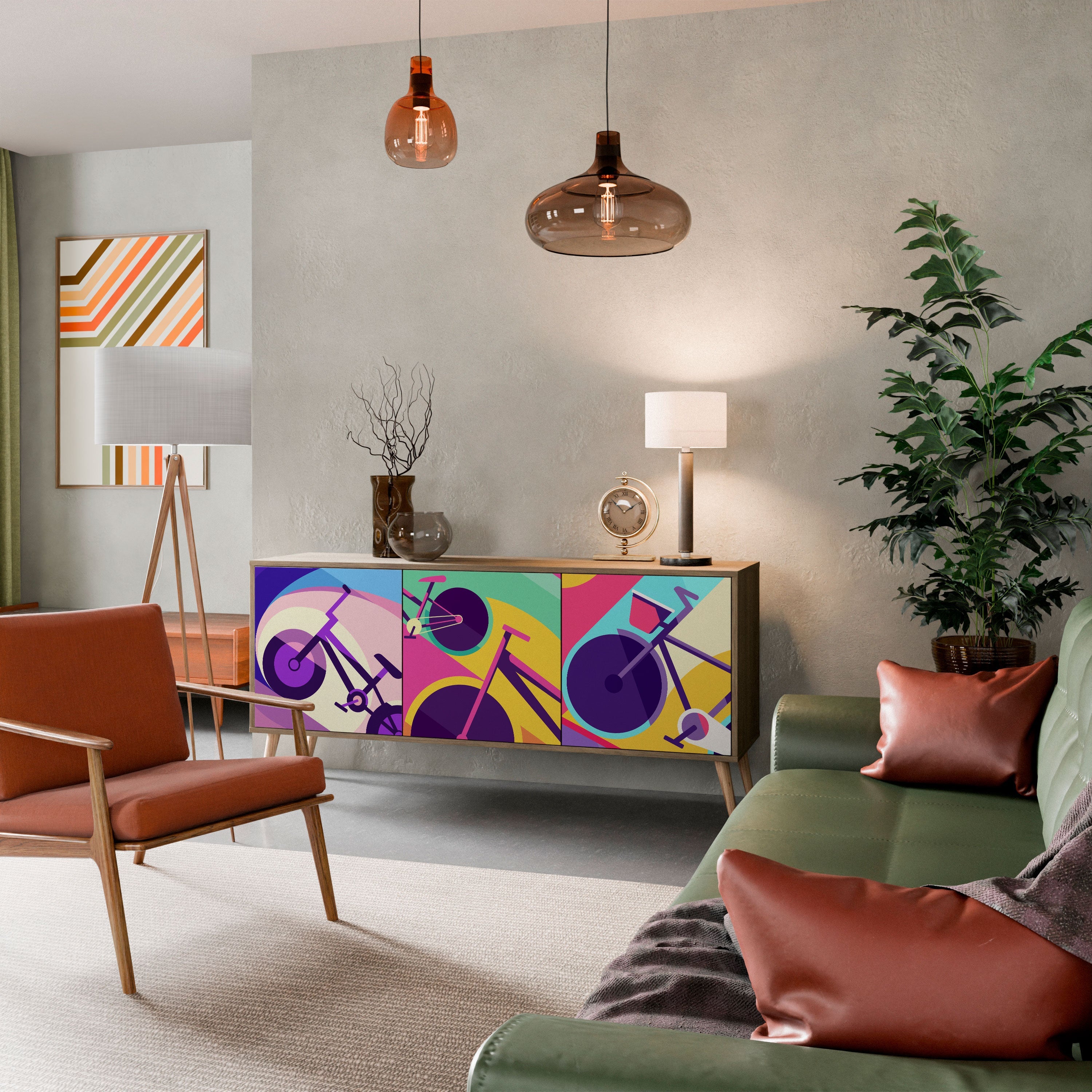 BIKE DREAMS Aparador de 3 Portas em Efeito Carvalho