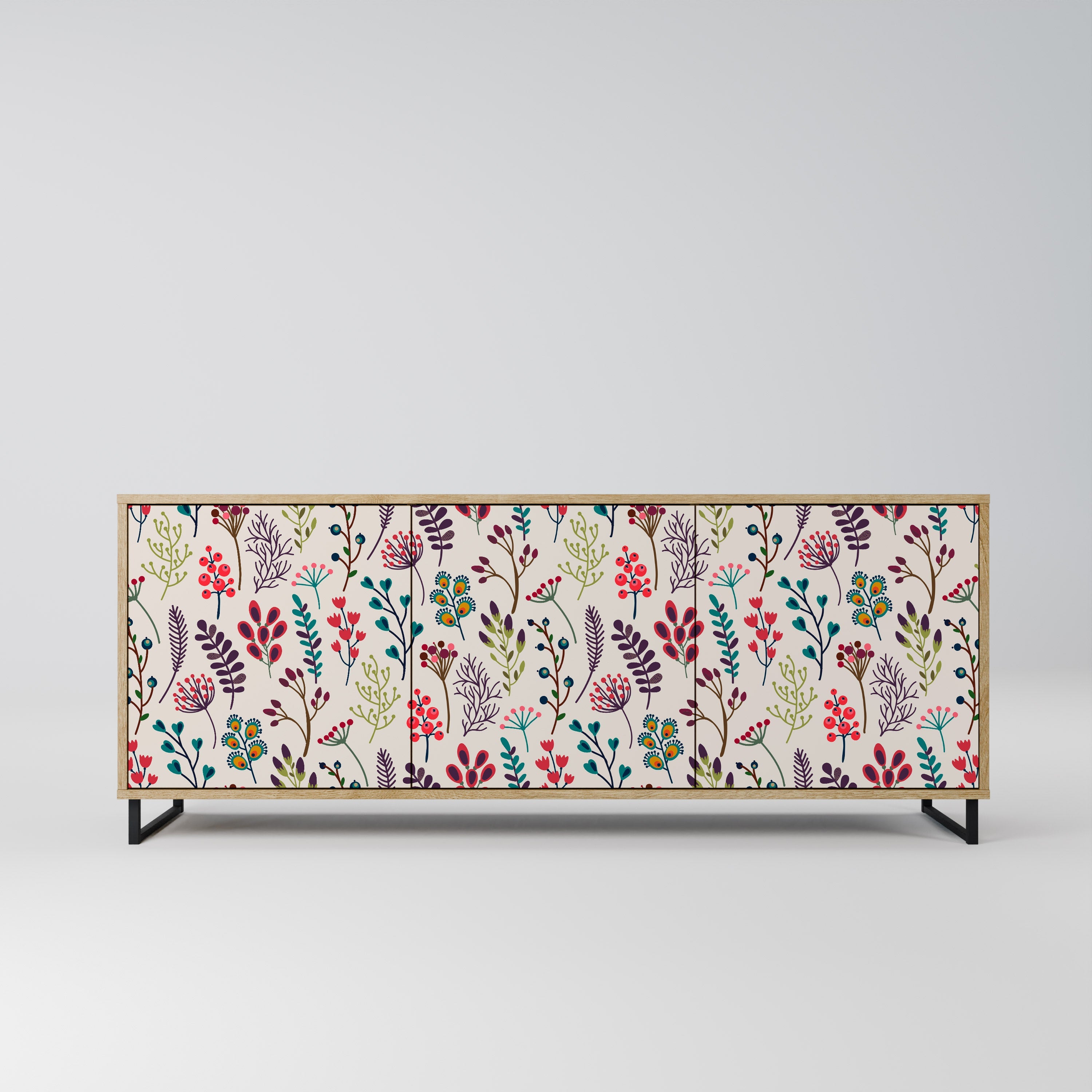 AUTUMN SUNDRIES Aparador de 3 Portas em Efeito Carvalho