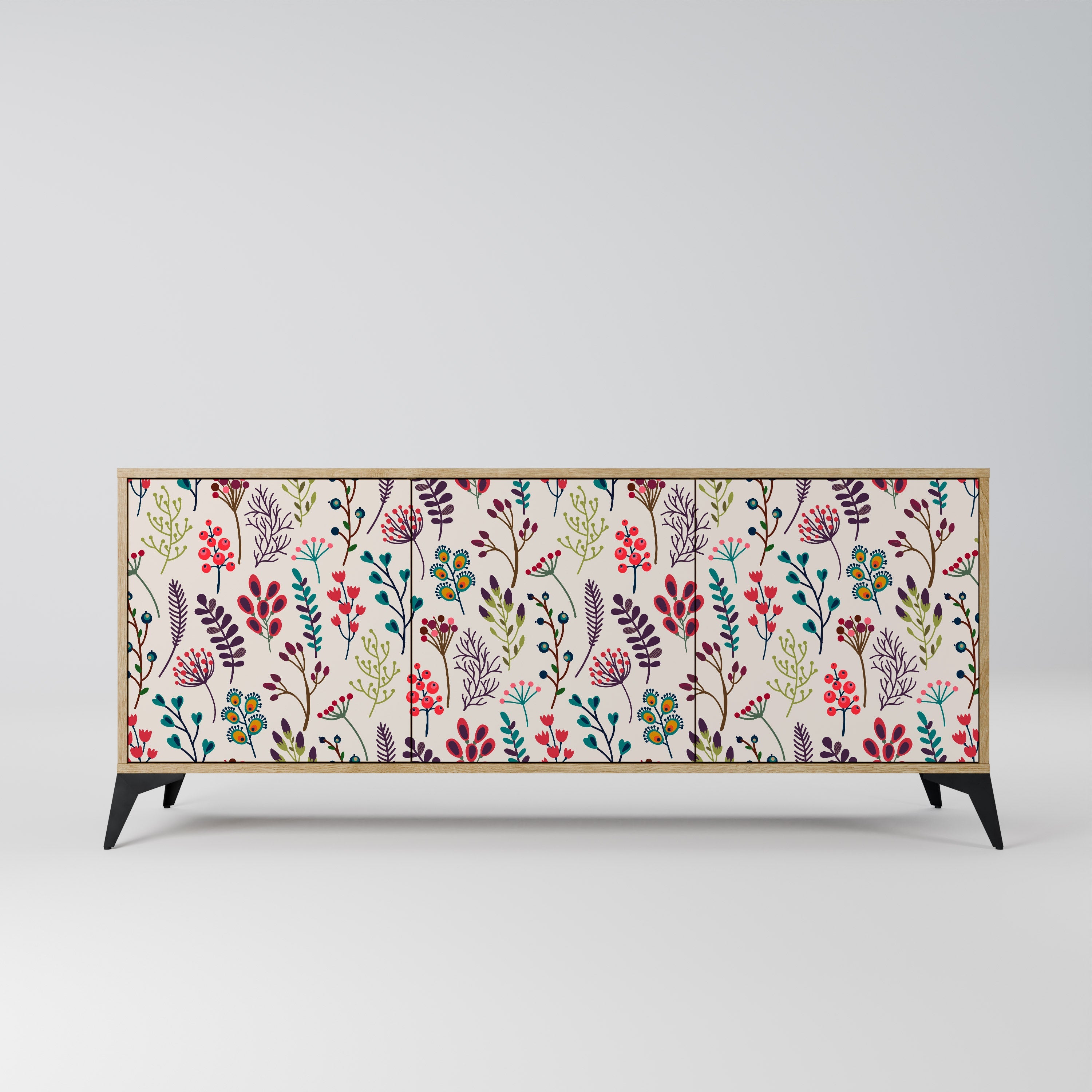 AUTUMN SUNDRIES Aparador de 3 Portas em Efeito Carvalho