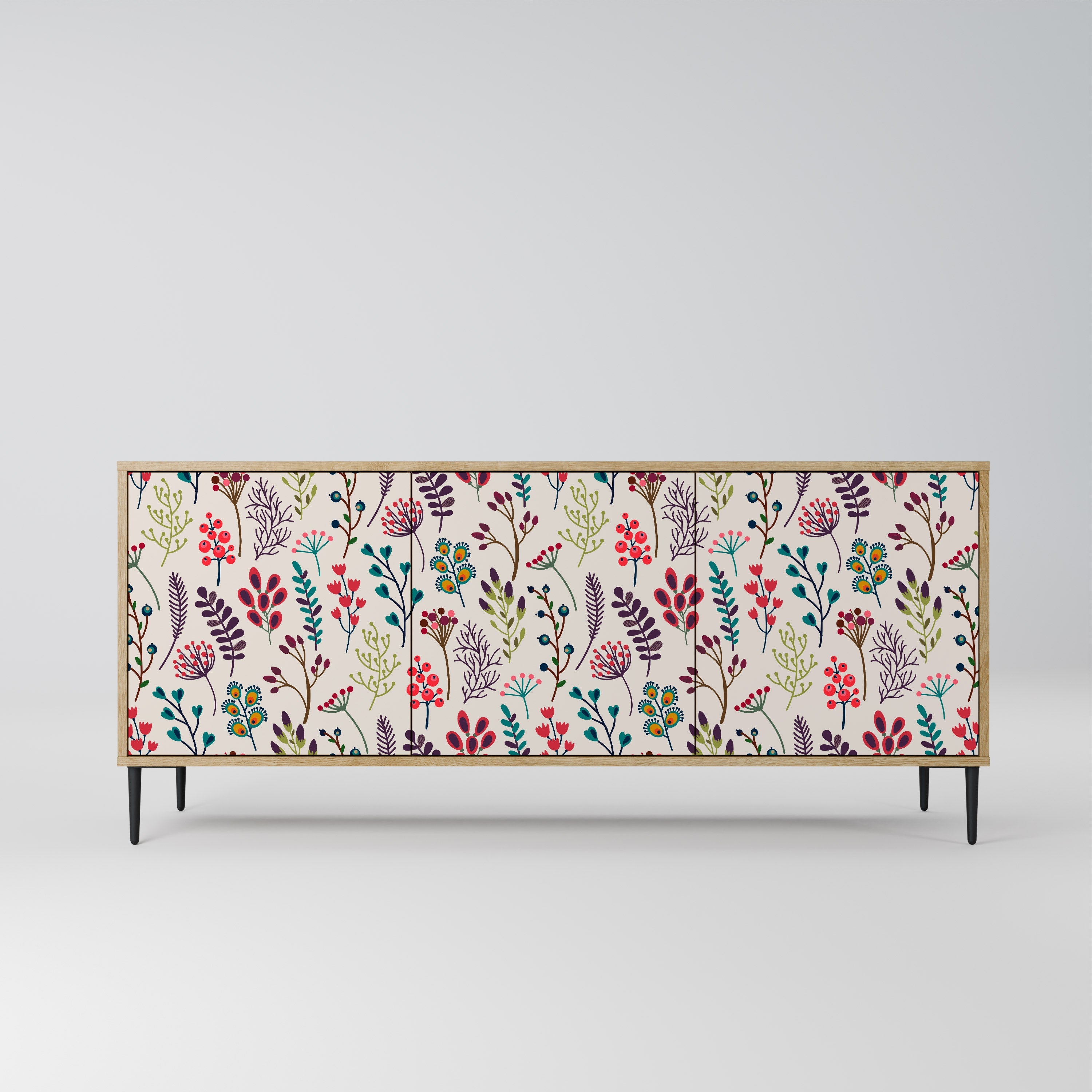 AUTUMN SUNDRIES Aparador de 3 Portas em Efeito Carvalho