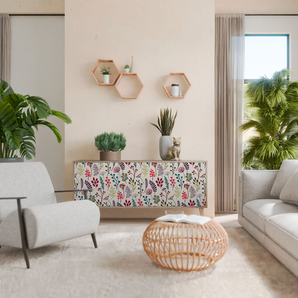 AUTUMN SUNDRIES Aparador de 3 Portas em Efeito Carvalho