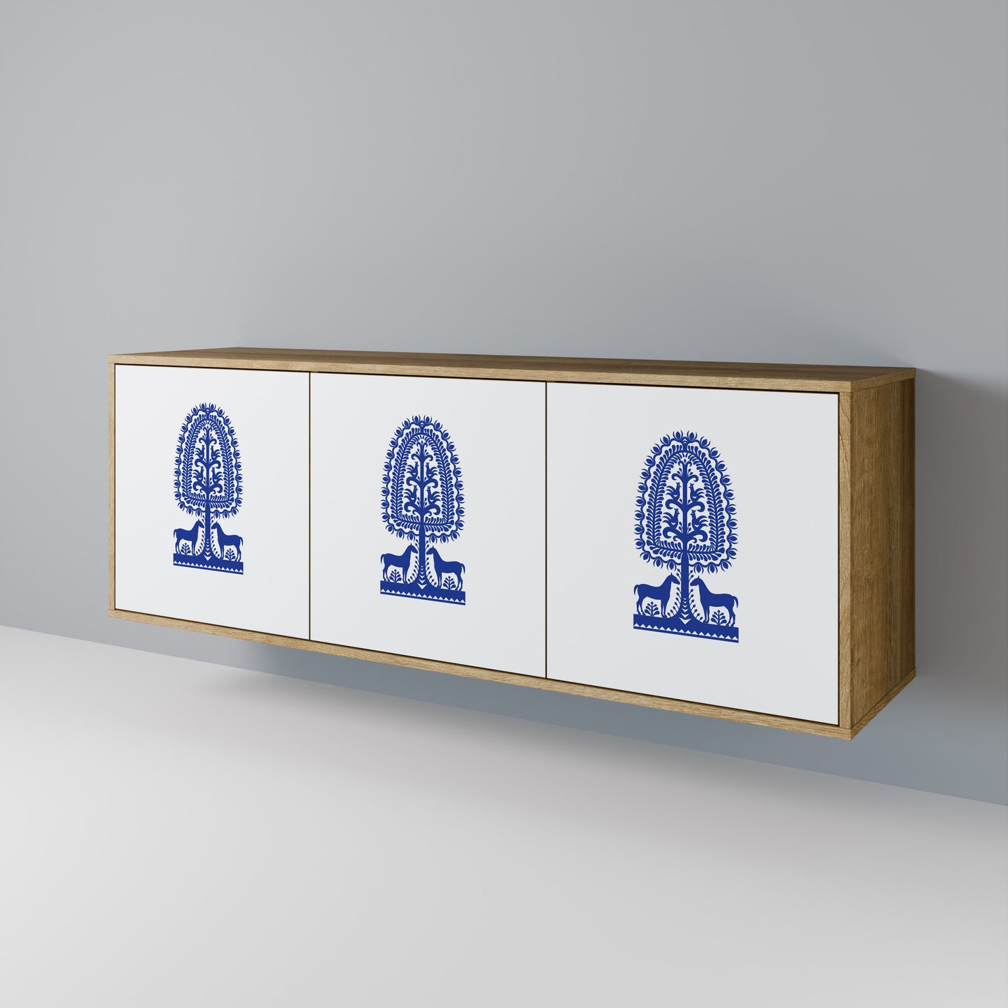 POLISH FOLK ART Aparador de 3 Portas
