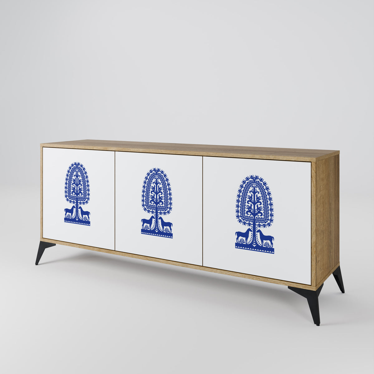 POLISH FOLK ART Aparador de 3 Portas