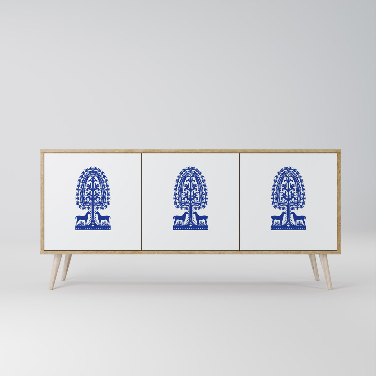 POLISH FOLK ART Aparador de 3 Portas