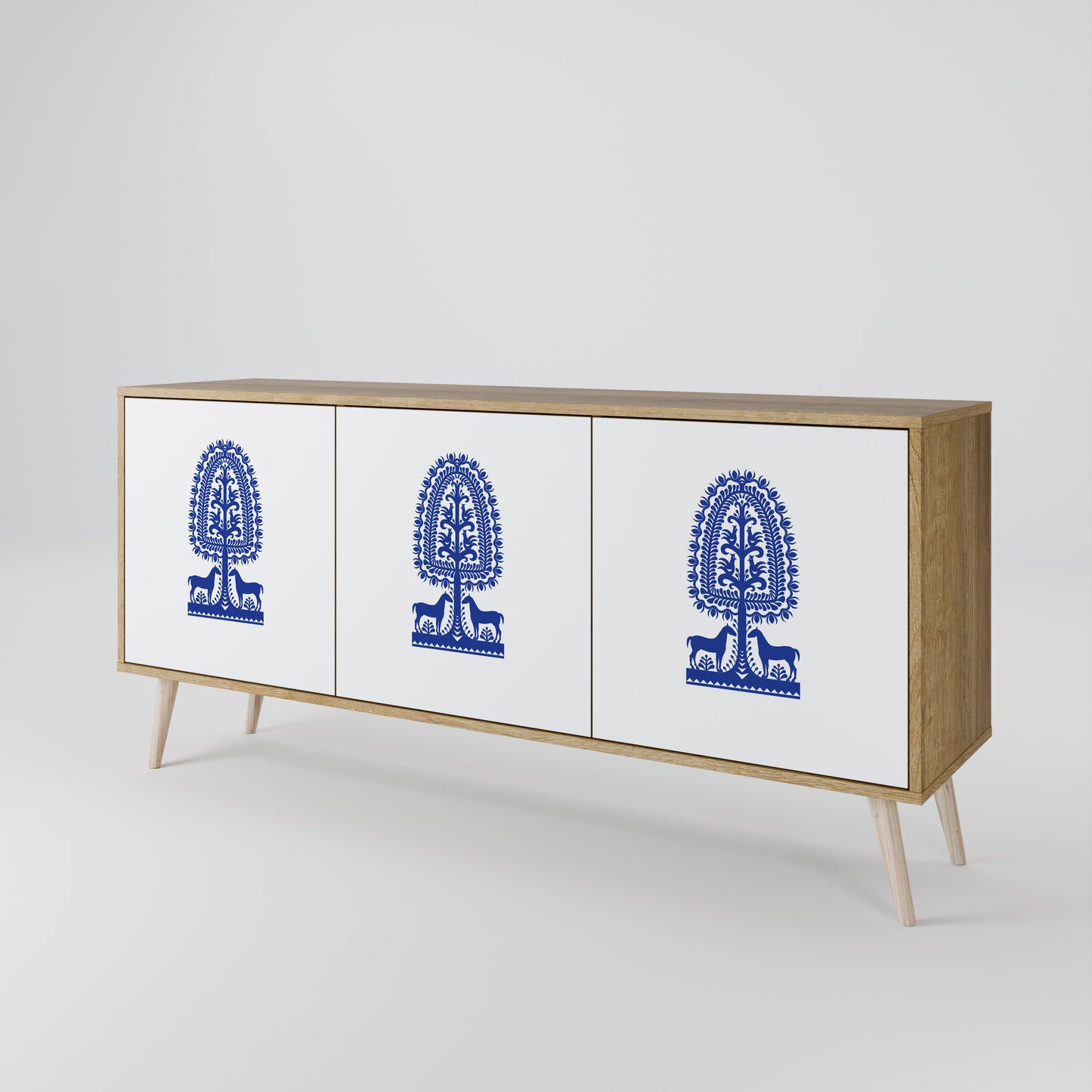 POLISH FOLK ART Aparador de 3 Portas