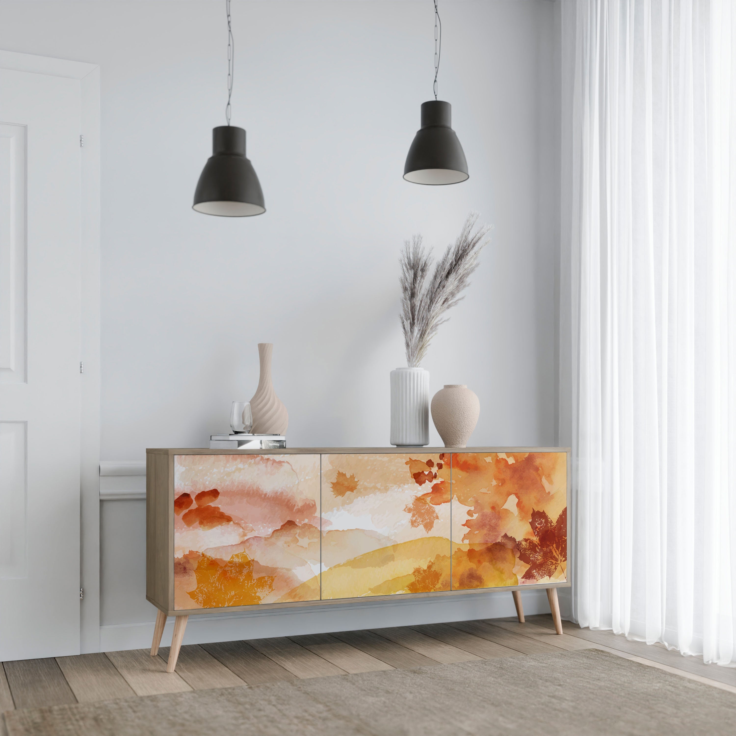 TRACES OF AUTUMN Aparador de 3 Portas em Efeito Carvalho