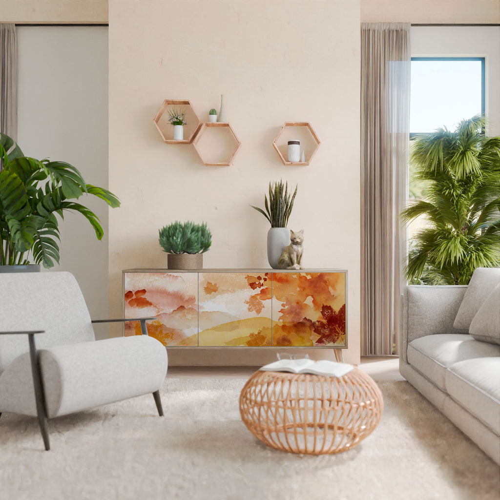 TRACES OF AUTUMN Aparador de 3 Portas em Efeito Carvalho