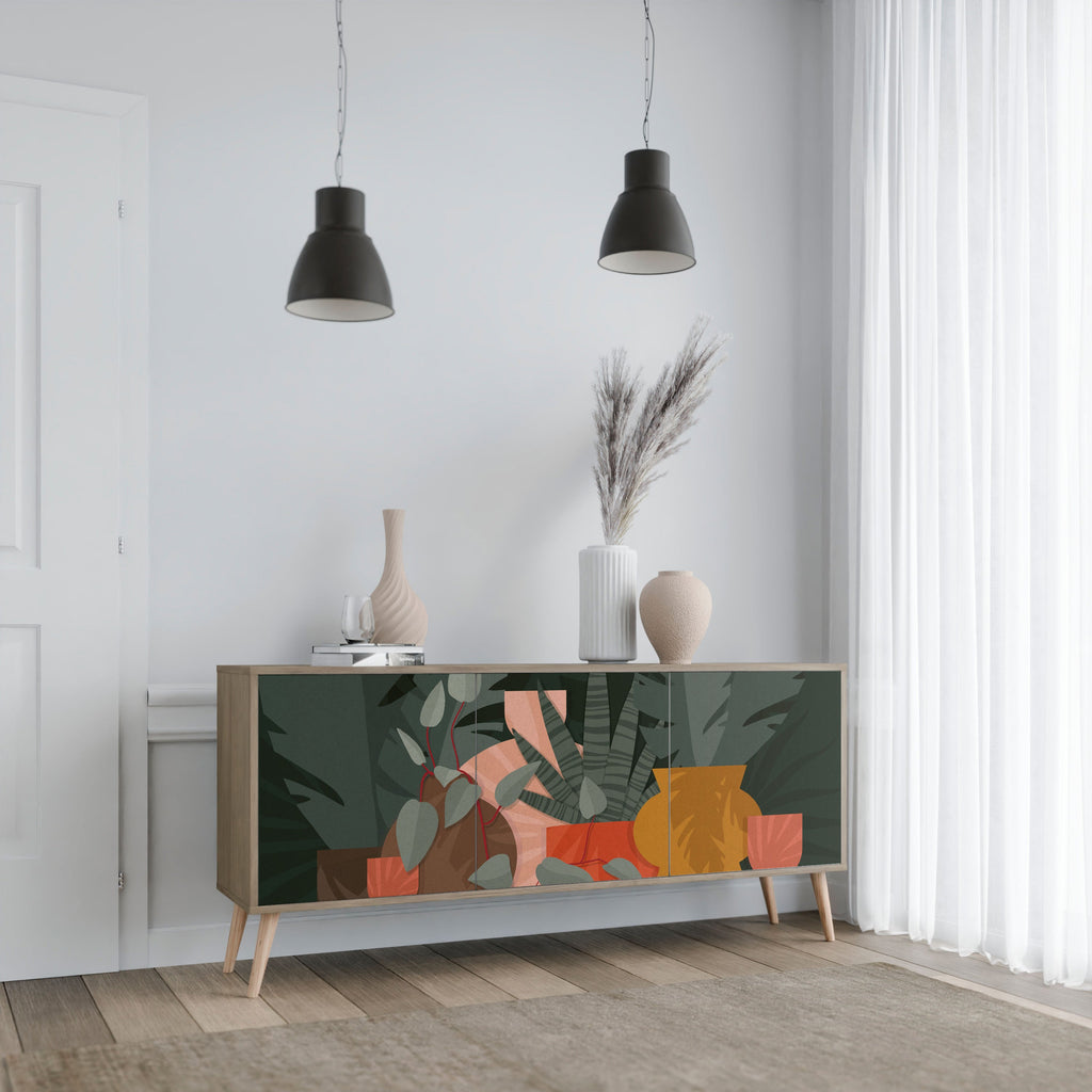 TROPICAL COMPOSITION Aparador de 3 Portas em Efeito Carvalho