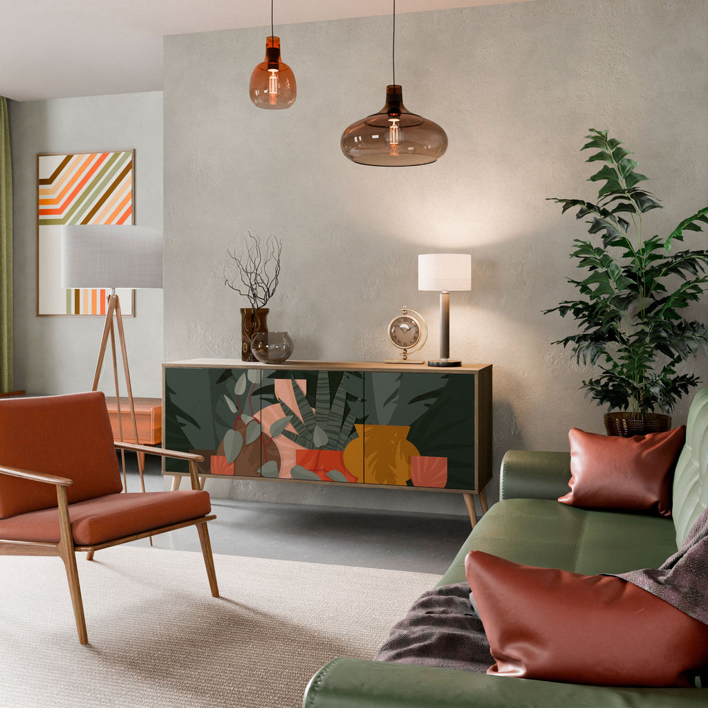 TROPICAL COMPOSITION Aparador de 3 Portas em Efeito Carvalho