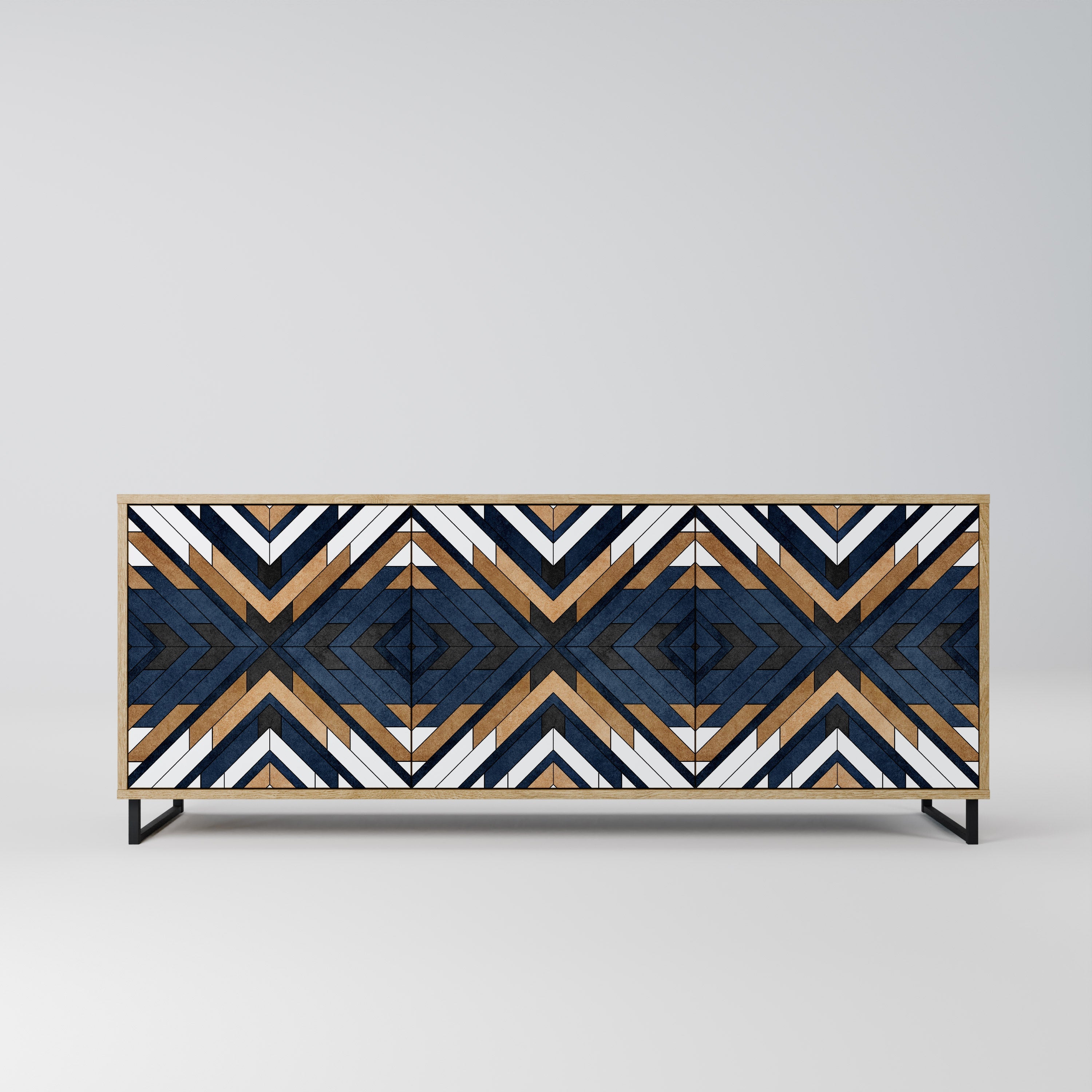 ARTFUL GEOMETRY Aparador de 3 Portas em Efeito Carvalho