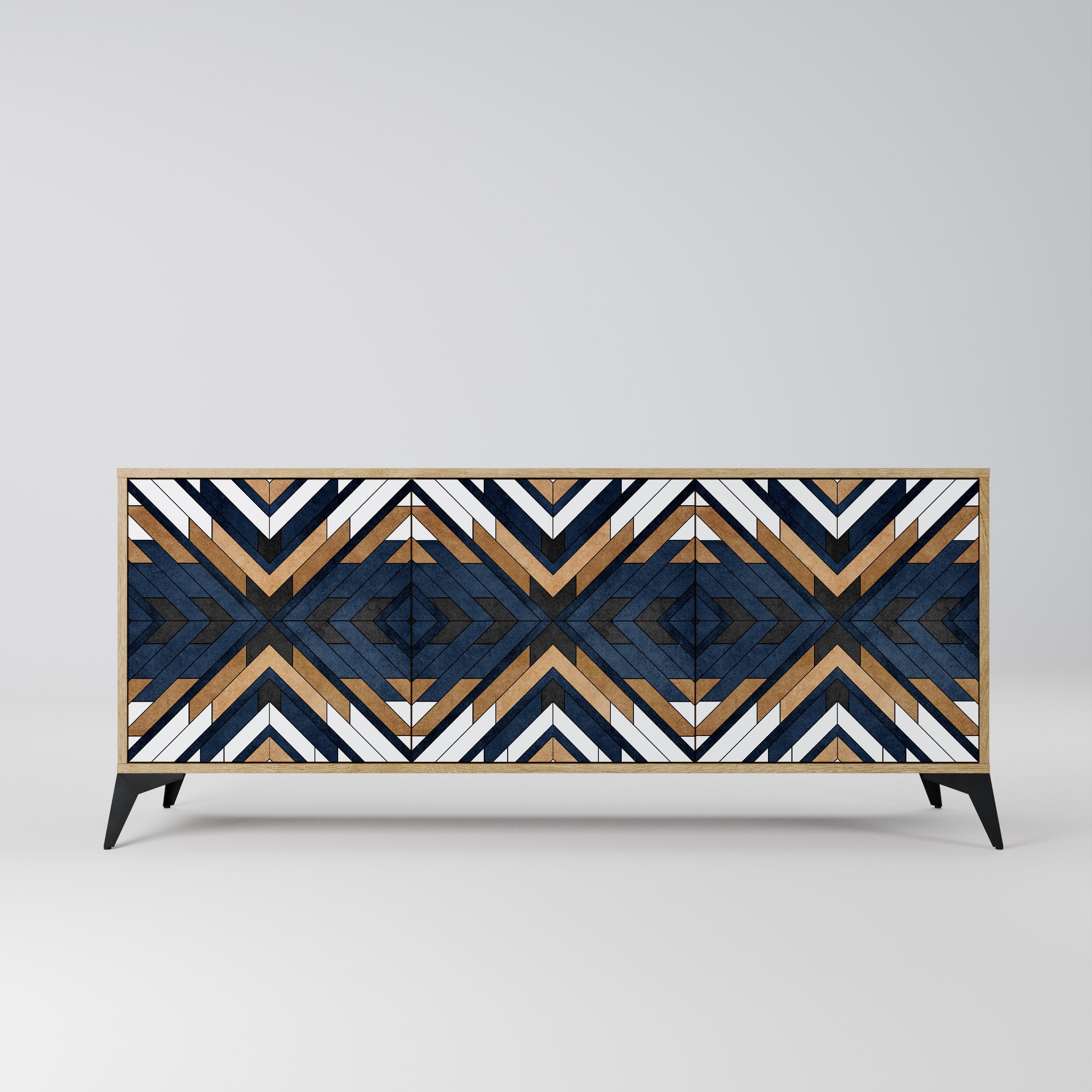 ARTFUL GEOMETRY Aparador de 3 Portas em Efeito Carvalho