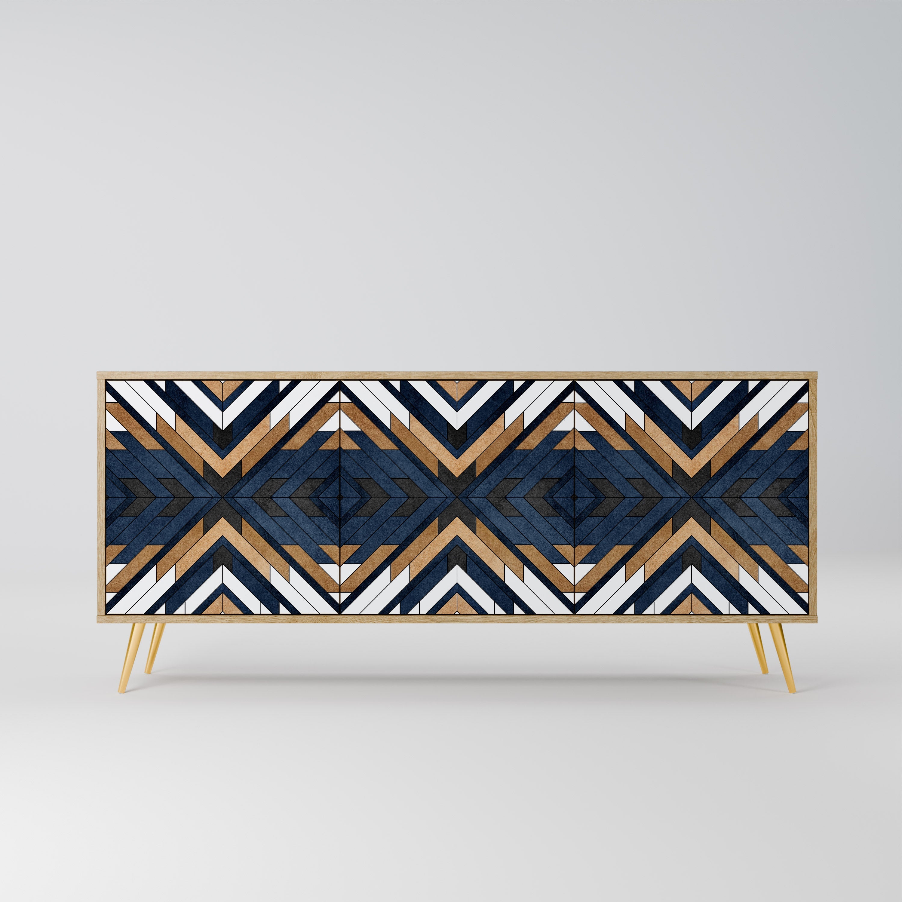 ARTFUL GEOMETRY Aparador de 3 Portas em Efeito Carvalho