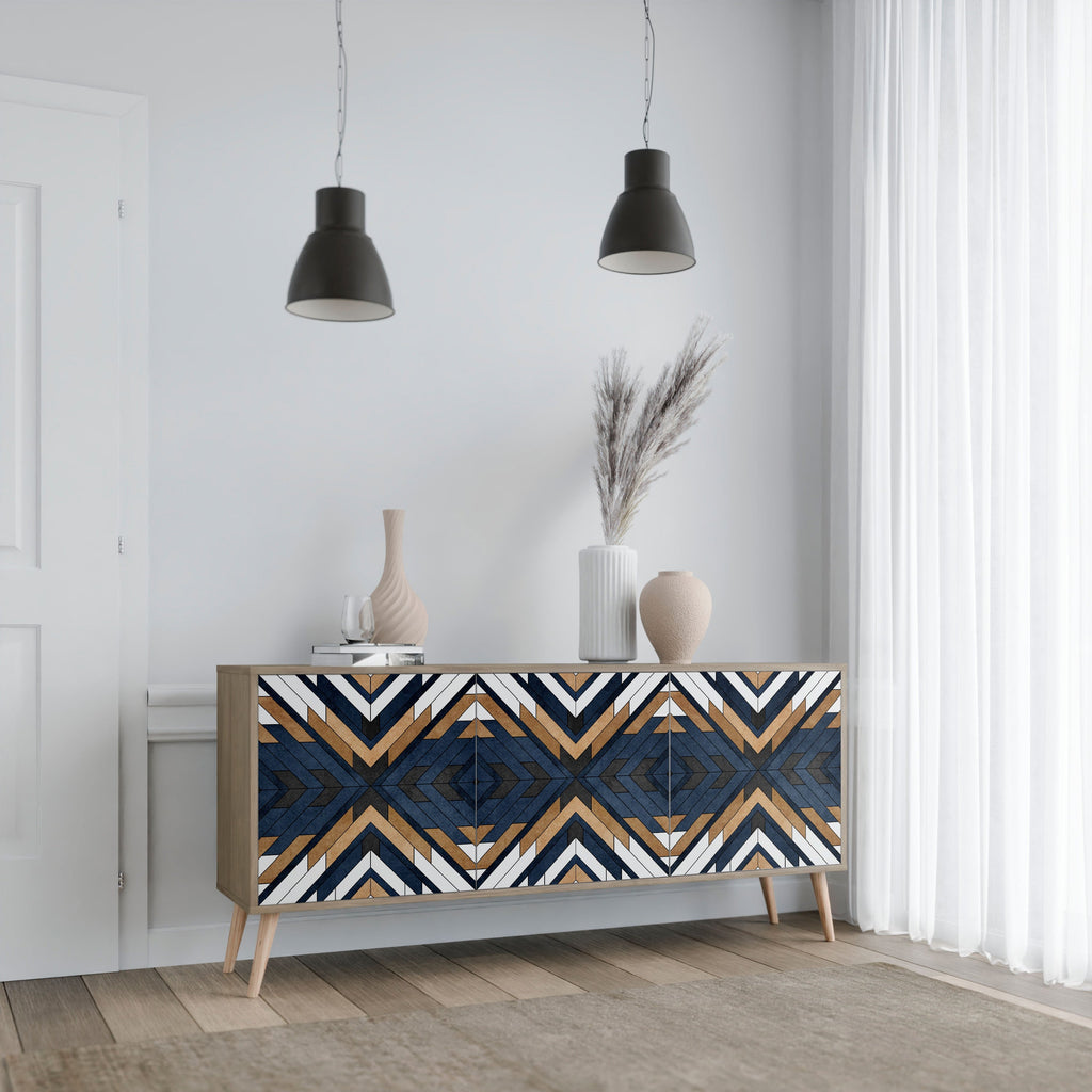 ARTFUL GEOMETRY Aparador de 3 Portas em Efeito Carvalho