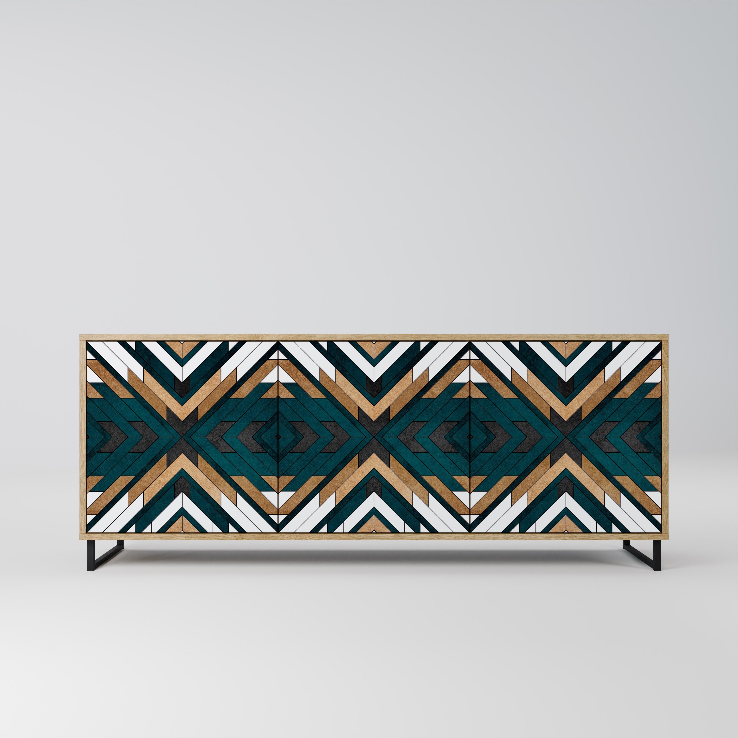 ARTISTIC GEOMETRY Aparador de 3 Portas em Efeito Carvalho