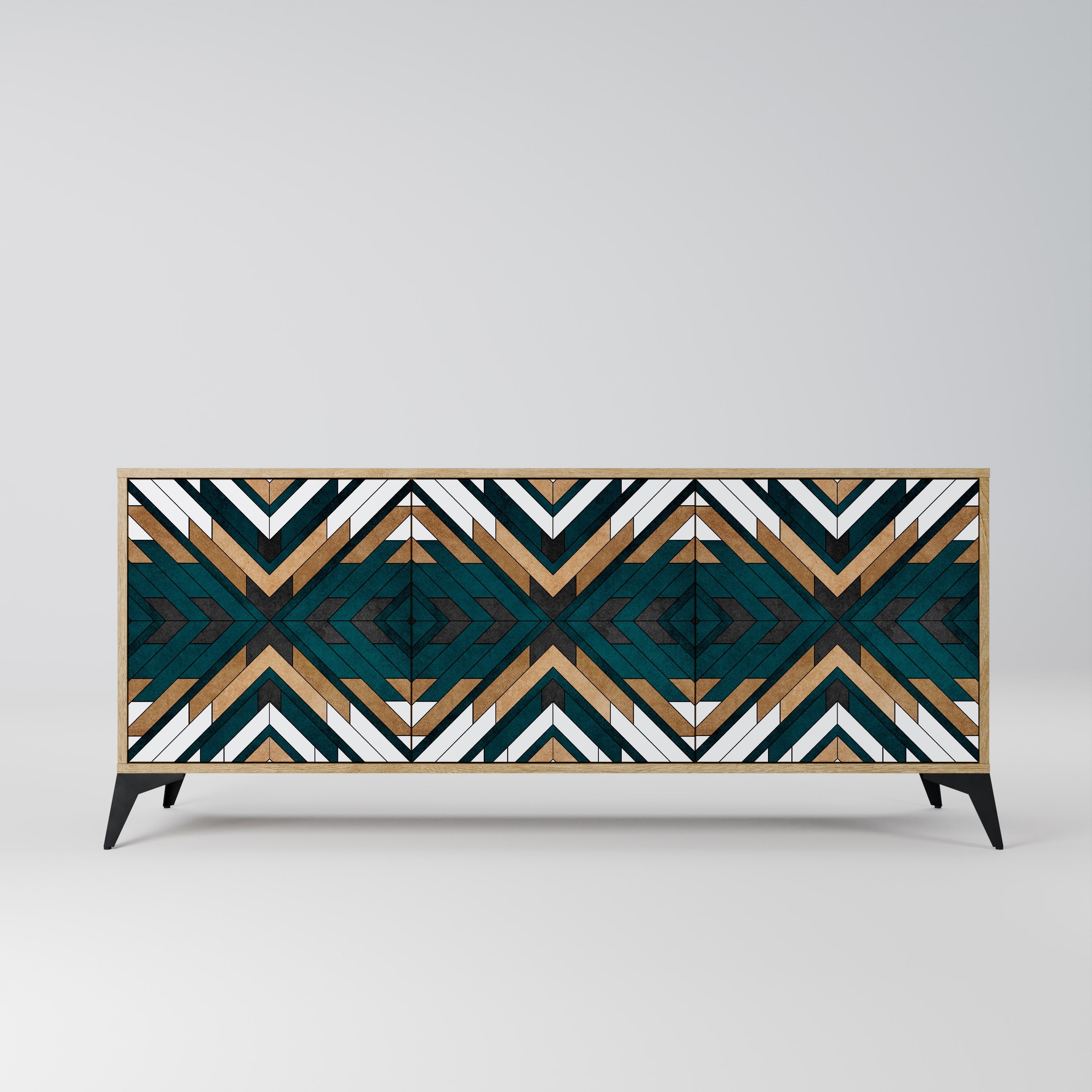 ARTISTIC GEOMETRY Aparador de 3 Portas em Efeito Carvalho