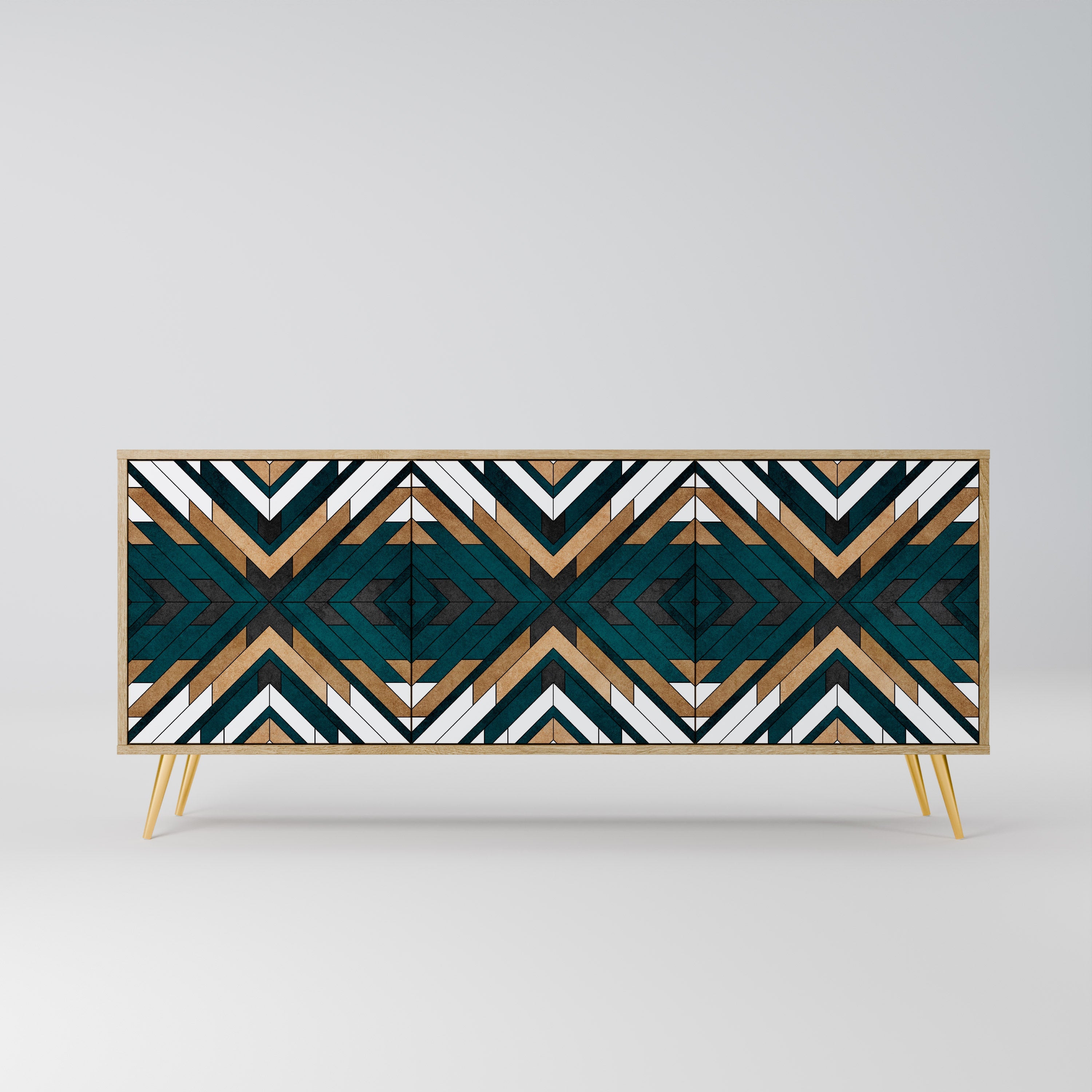 ARTISTIC GEOMETRY Aparador de 3 Portas em Efeito Carvalho