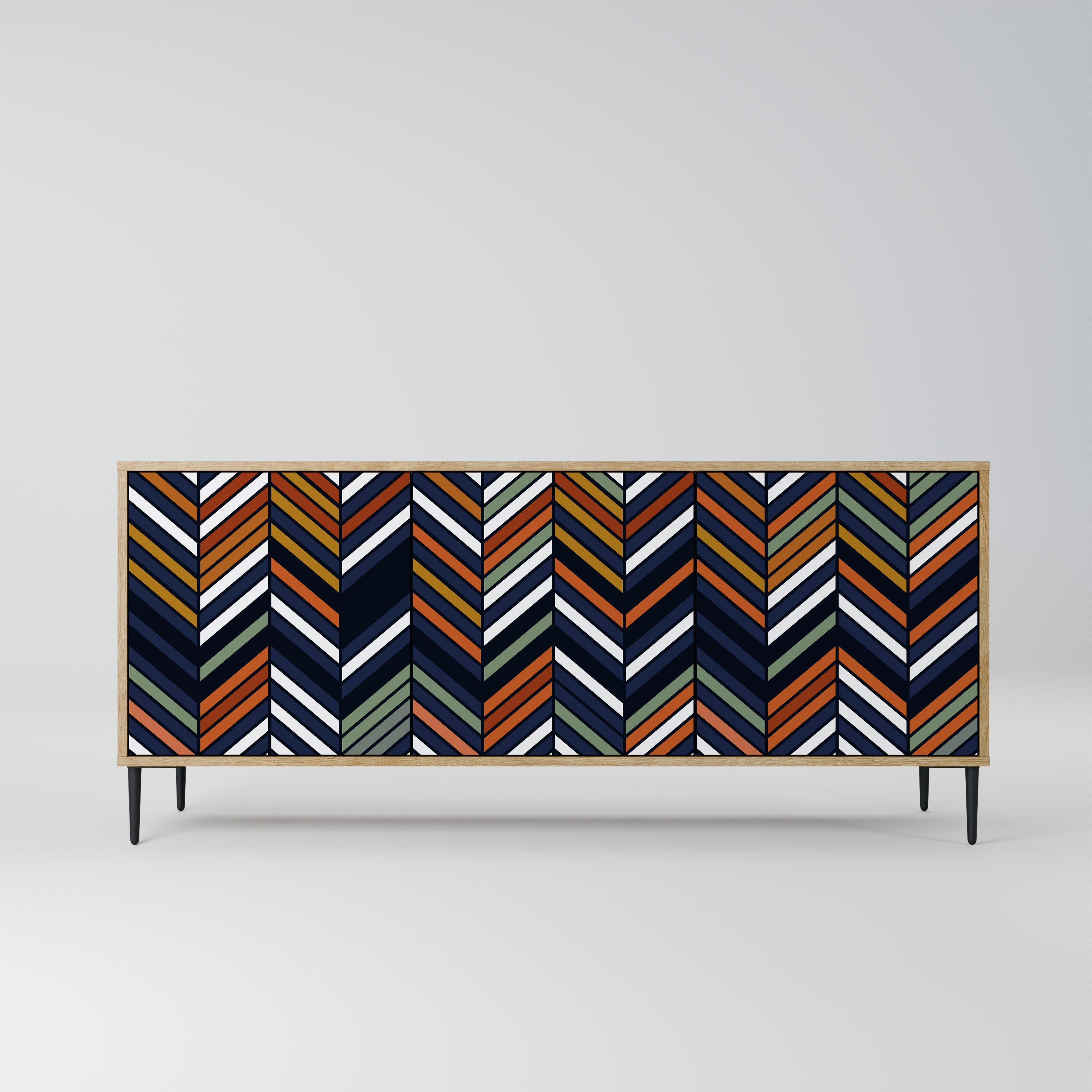 VIBRANT PATCHWORK Aparador de 3 Portas em Efeito Carvalho