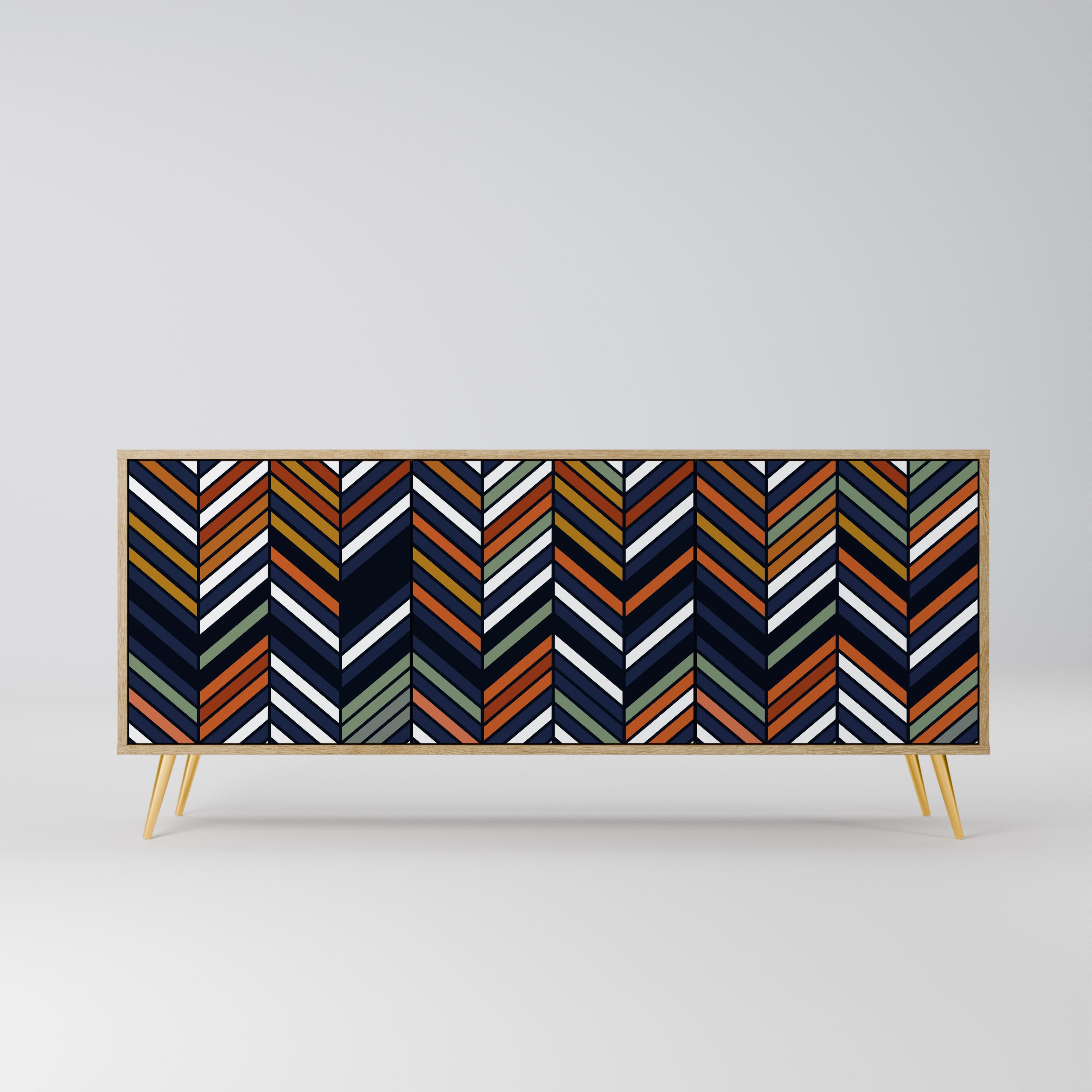 VIBRANT PATCHWORK Aparador de 3 Portas em Efeito Carvalho