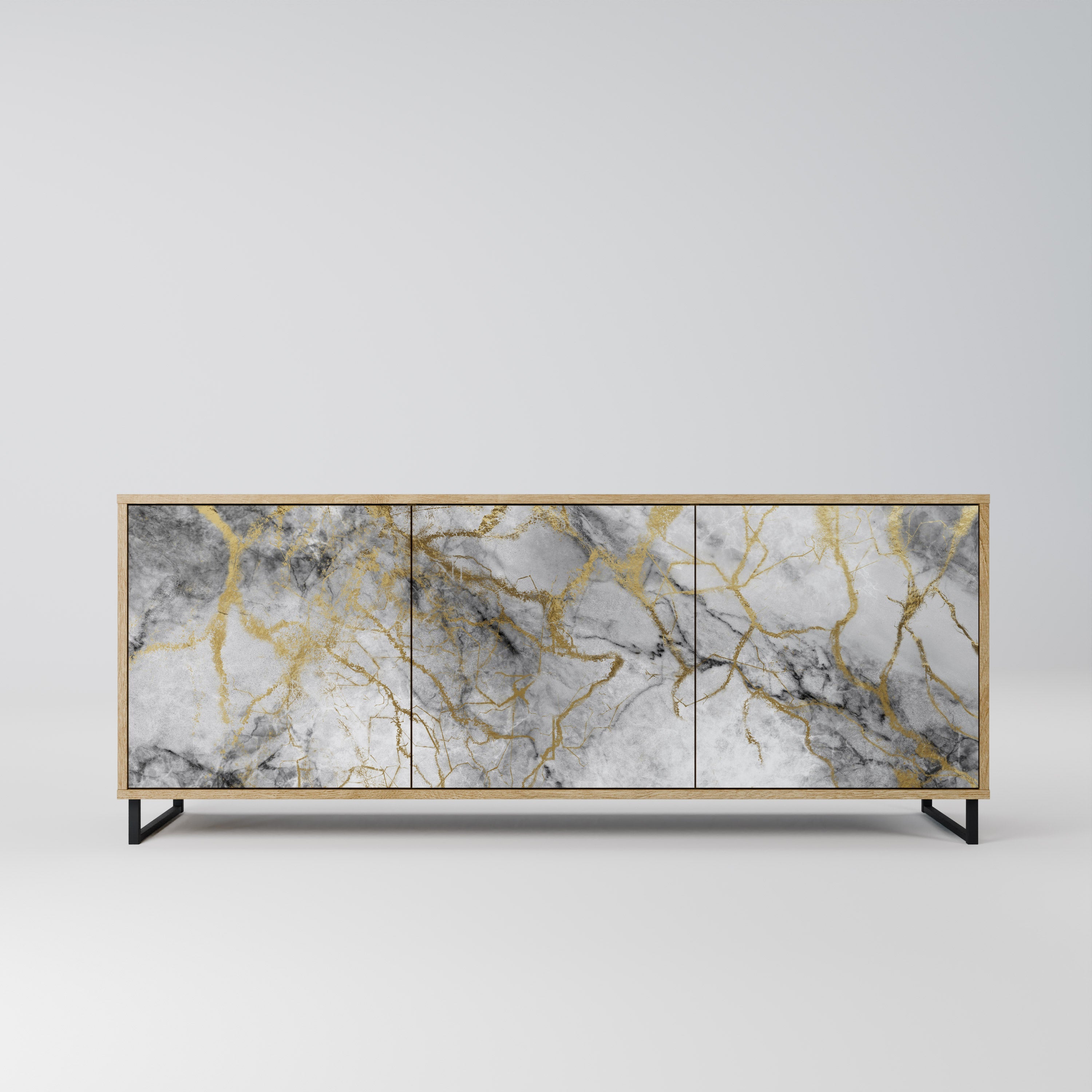 TIMELESS GLIDE Aparador de 3 Portas em Efeito Carvalho