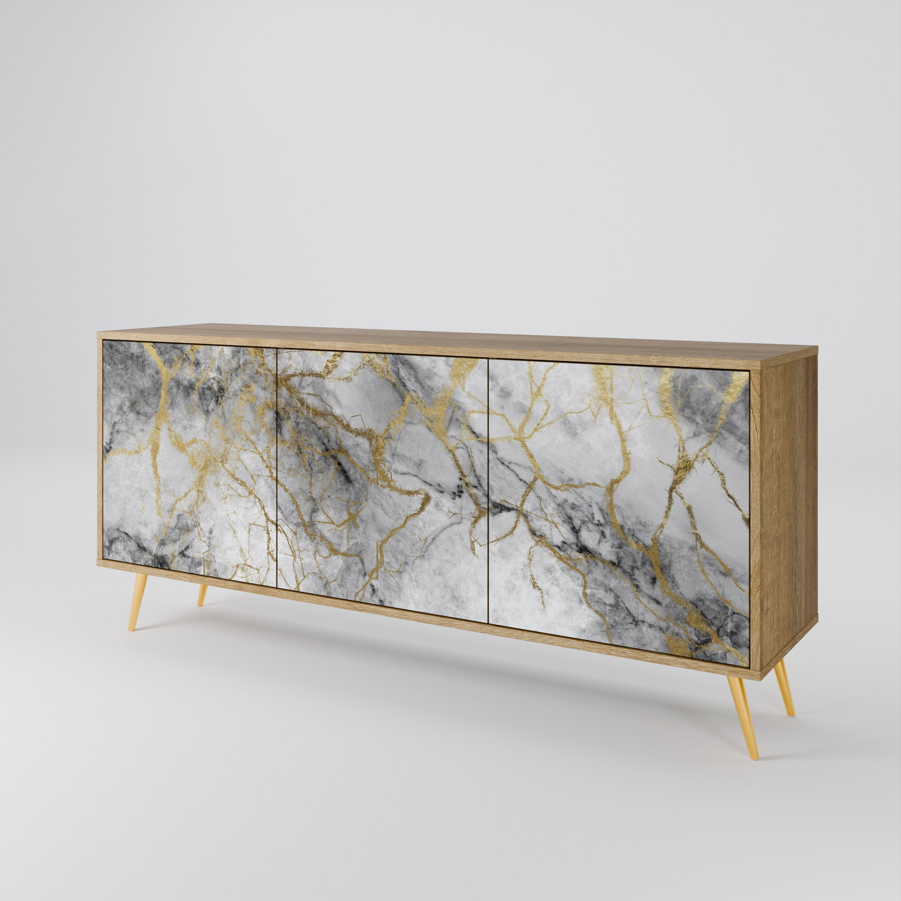 TIMELESS GLIDE Aparador de 3 Portas em Efeito Carvalho