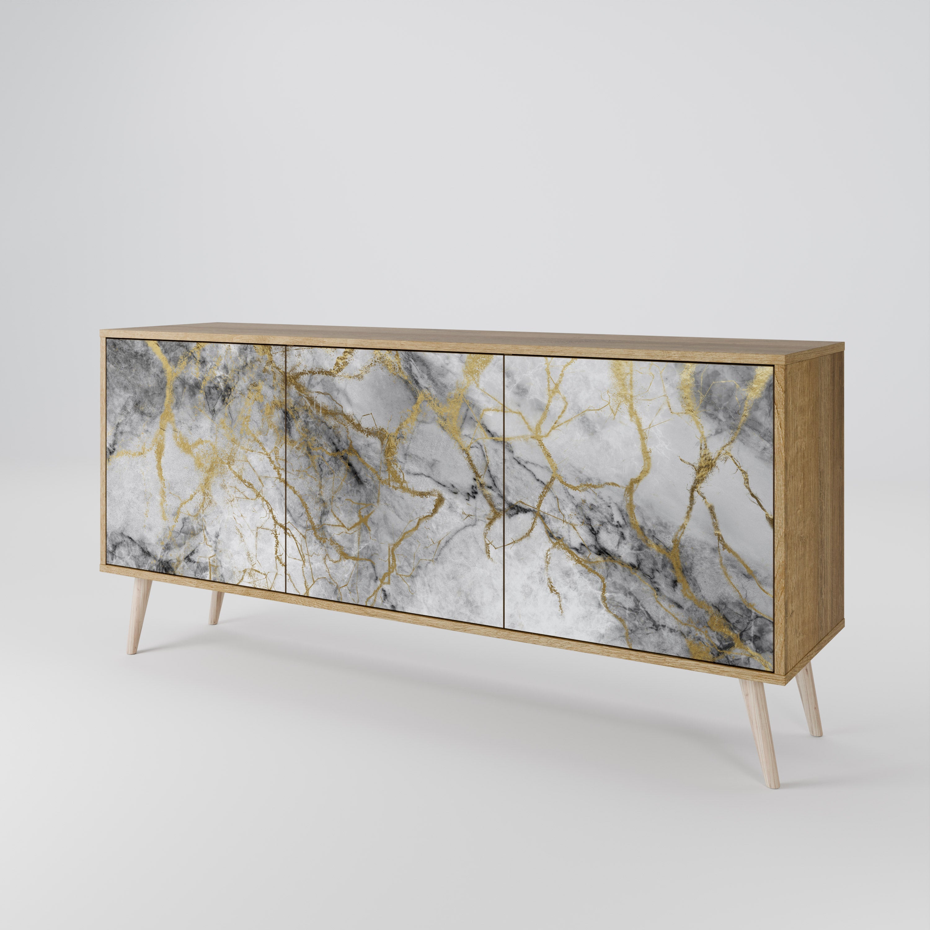 TIMELESS GLIDE Aparador de 3 Portas em Efeito Carvalho