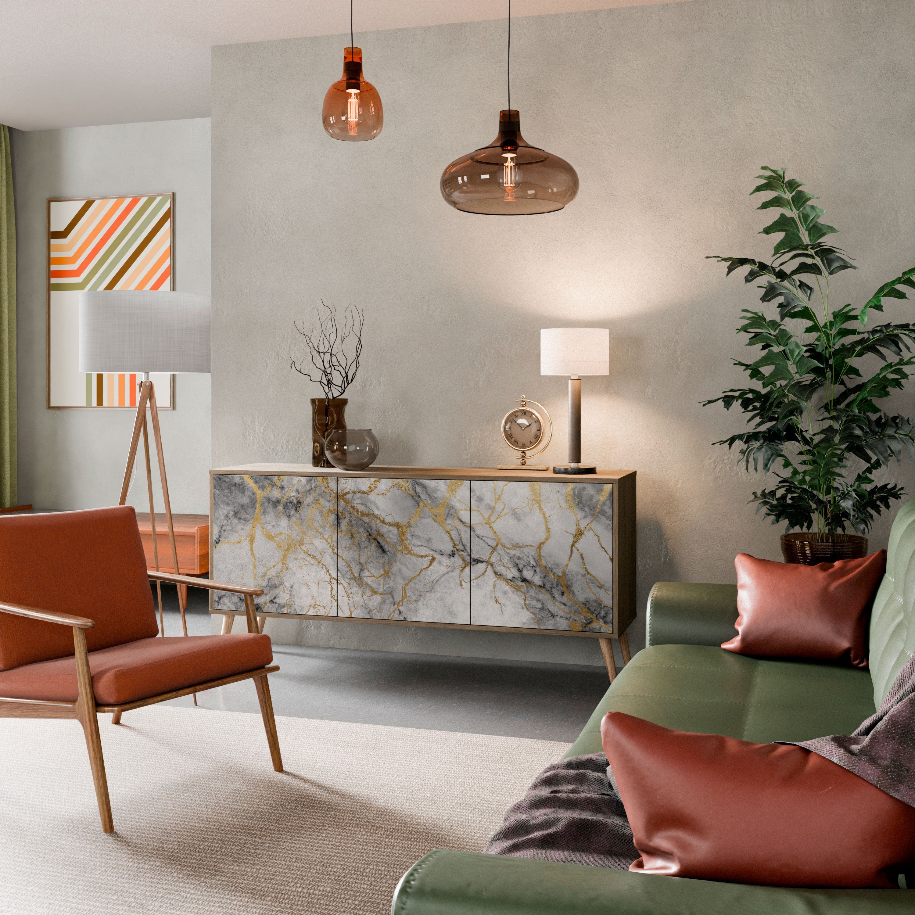 TIMELESS GLIDE Aparador de 3 Portas em Efeito Carvalho