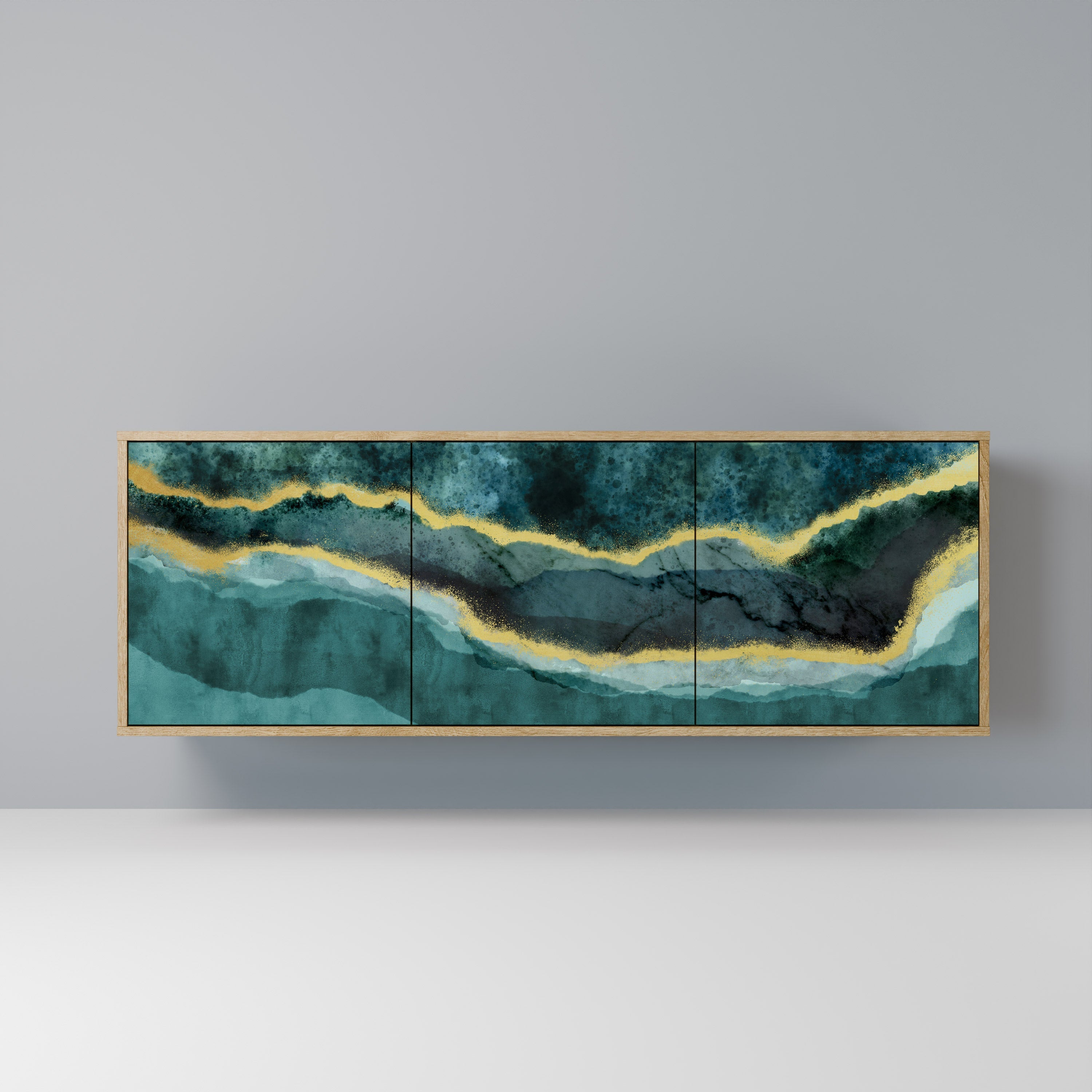 GOLDRUSH ODYSSEY Aparador de 3 Portas em Efeito Carvalho