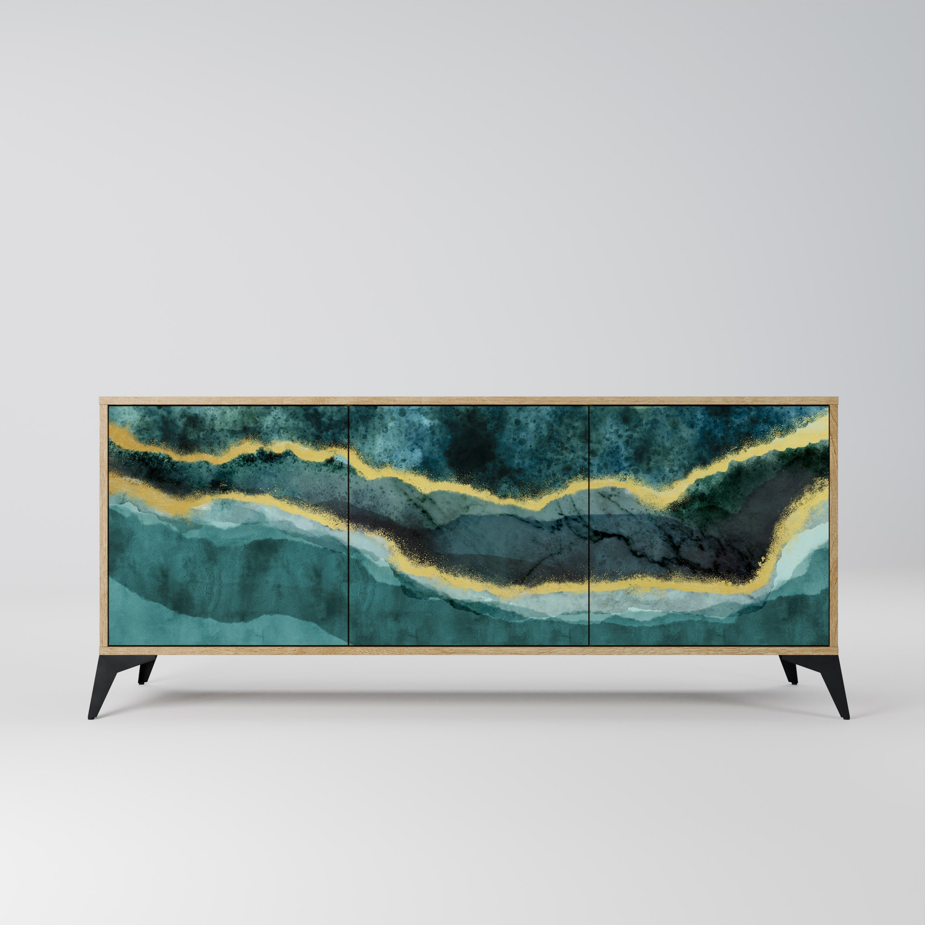 GOLDRUSH ODYSSEY Aparador de 3 Portas em Efeito Carvalho