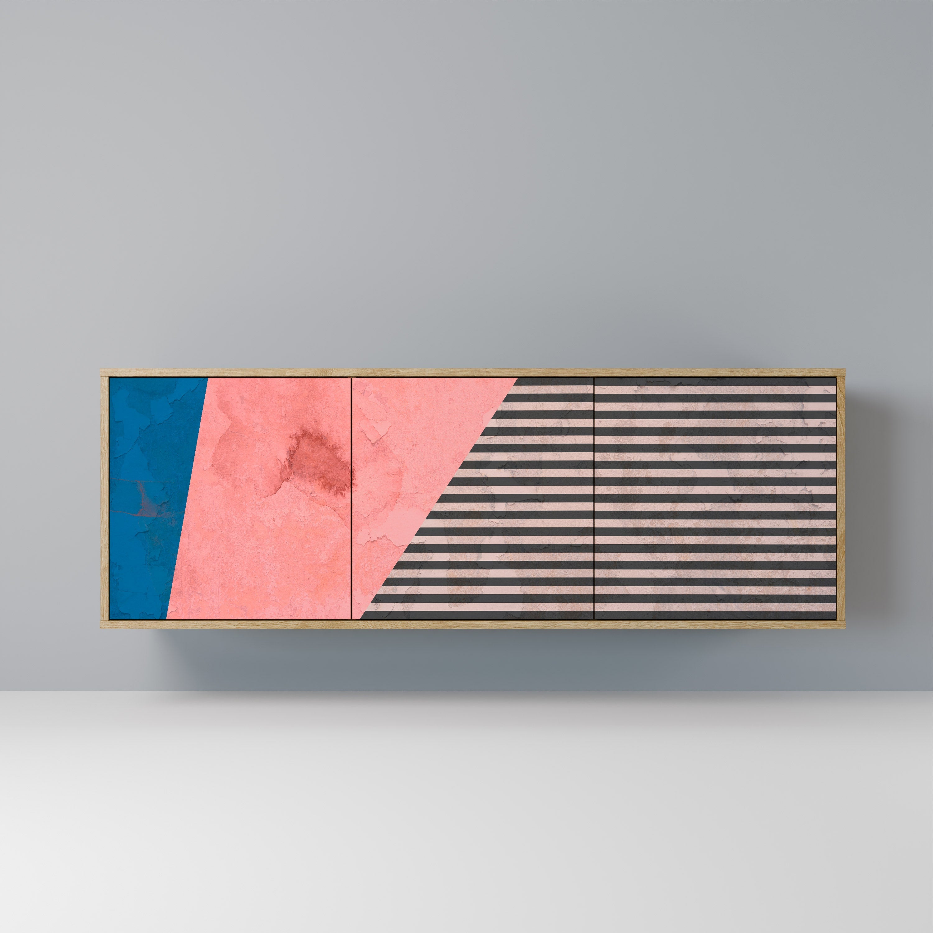 GLAMOROUS STRIPE Aparador de 3 Portas em Efeito Carvalho