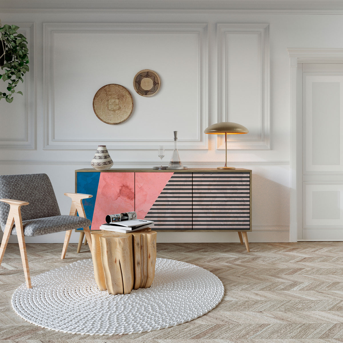 GLAMOROUS STRIPE Aparador de 3 Portas