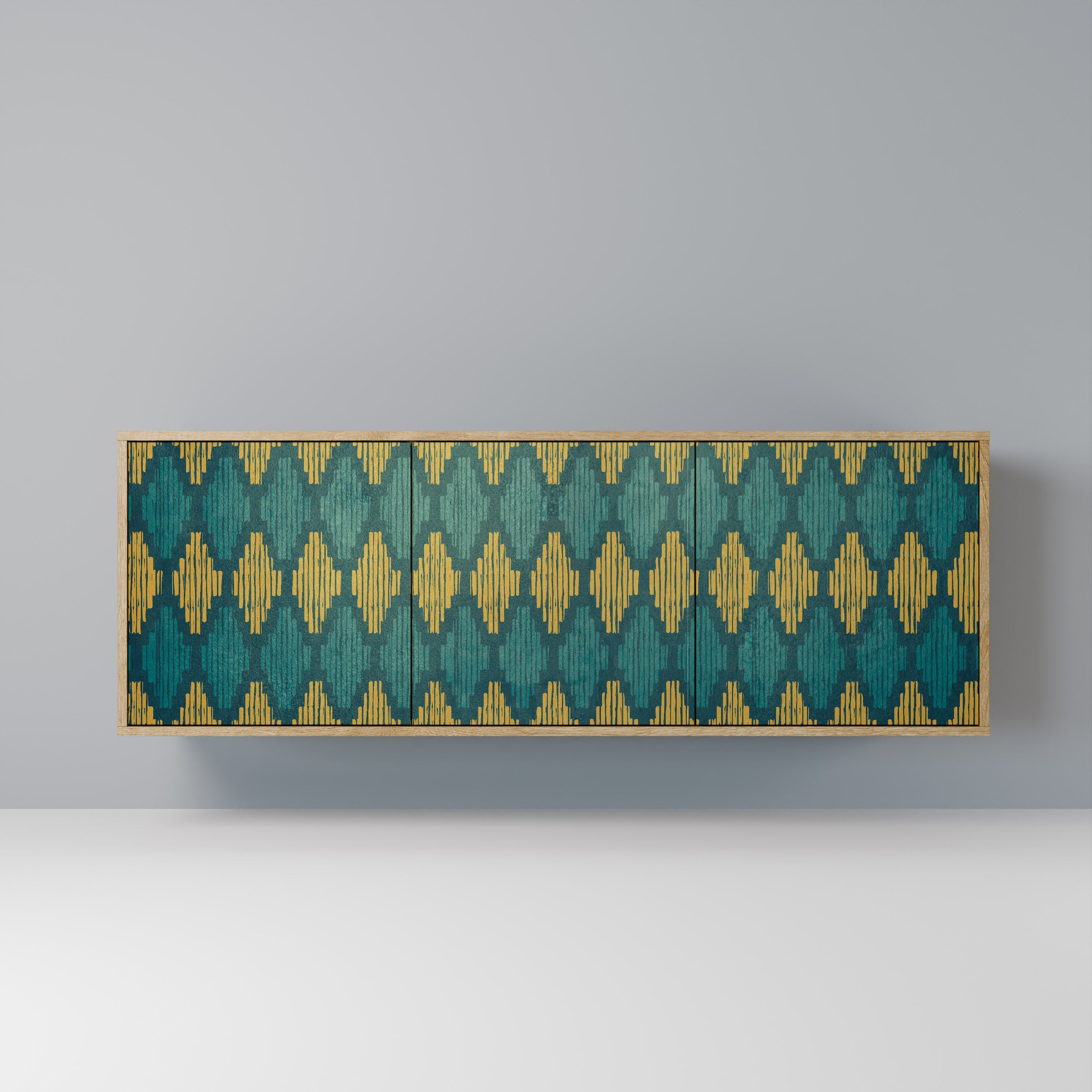 POLYGONS Aparador de 3 Portas em Efeito Carvalho