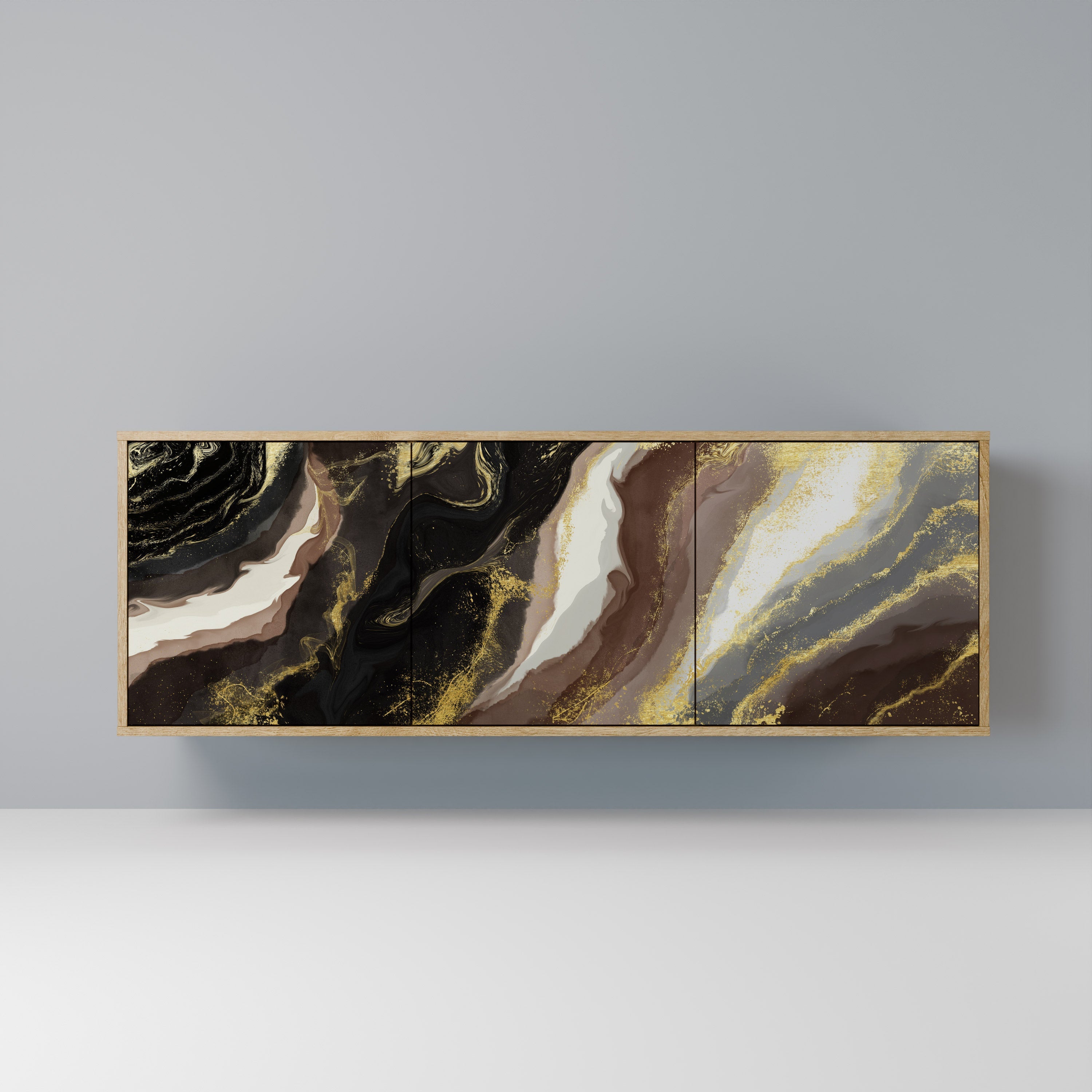 GOLD DUST Aparador de 3 Portas em Efeito Carvalho