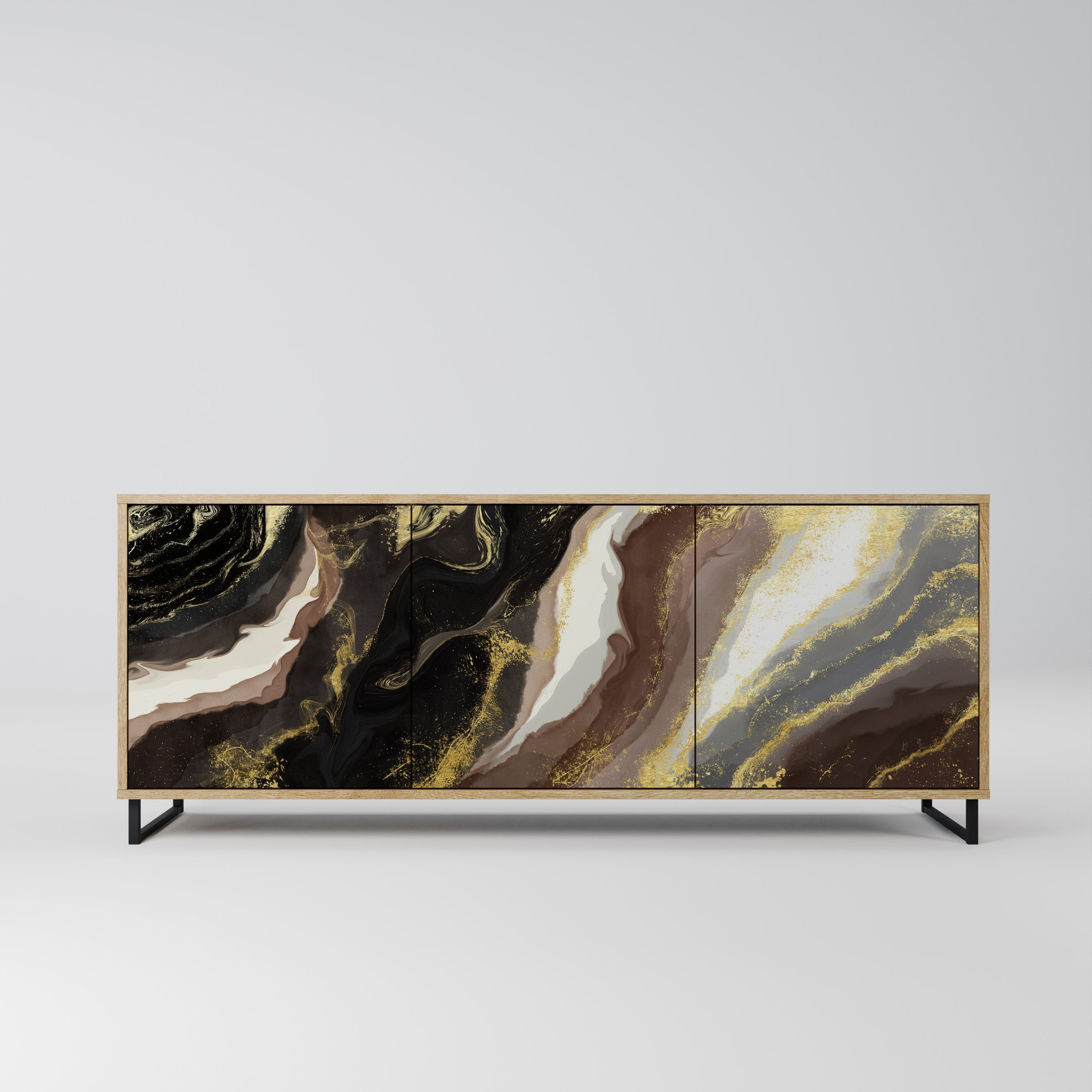 GOLD DUST Aparador de 3 Portas em Efeito Carvalho