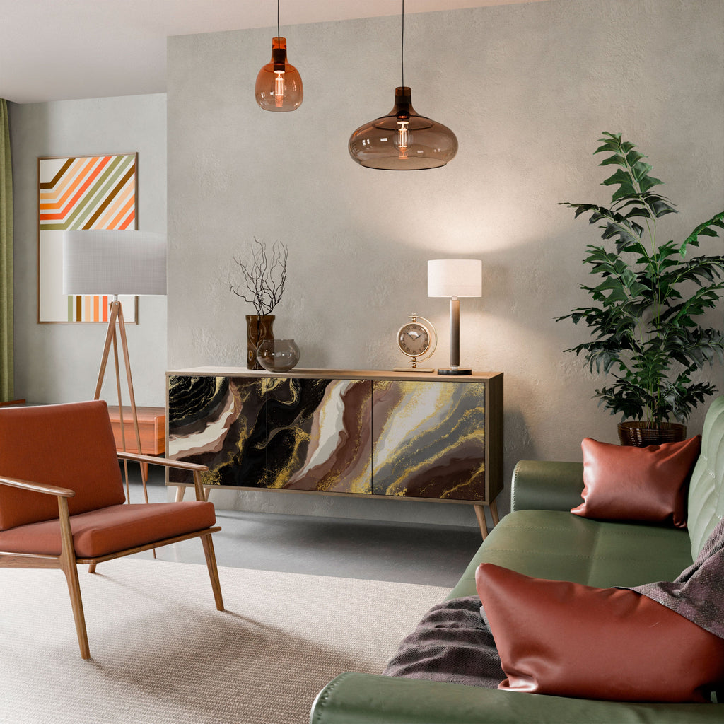 GOLD DUST Aparador de 3 Portas em Efeito Carvalho