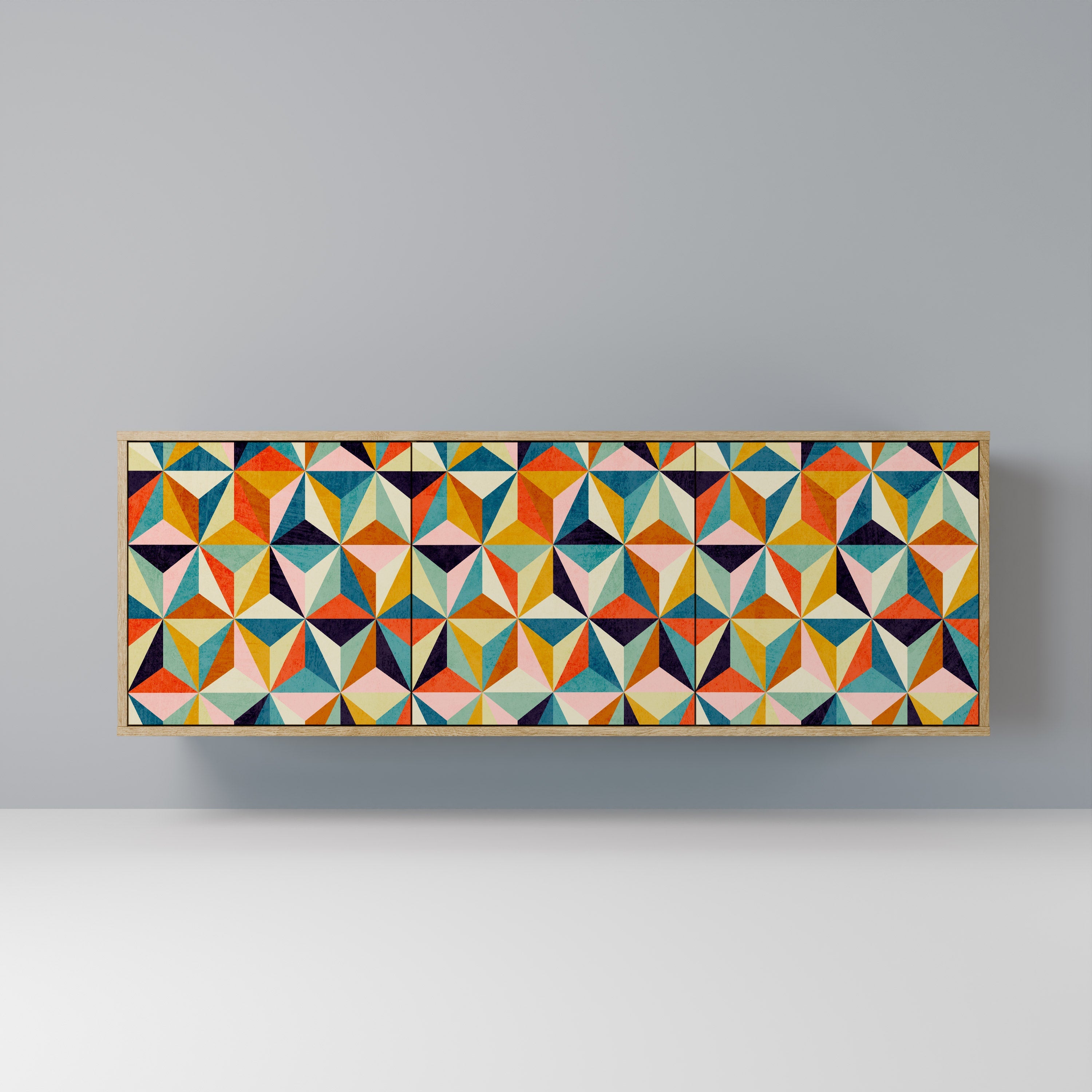 TESSELATE TREASURES Aparador de 3 Portas em Efeito Carvalho