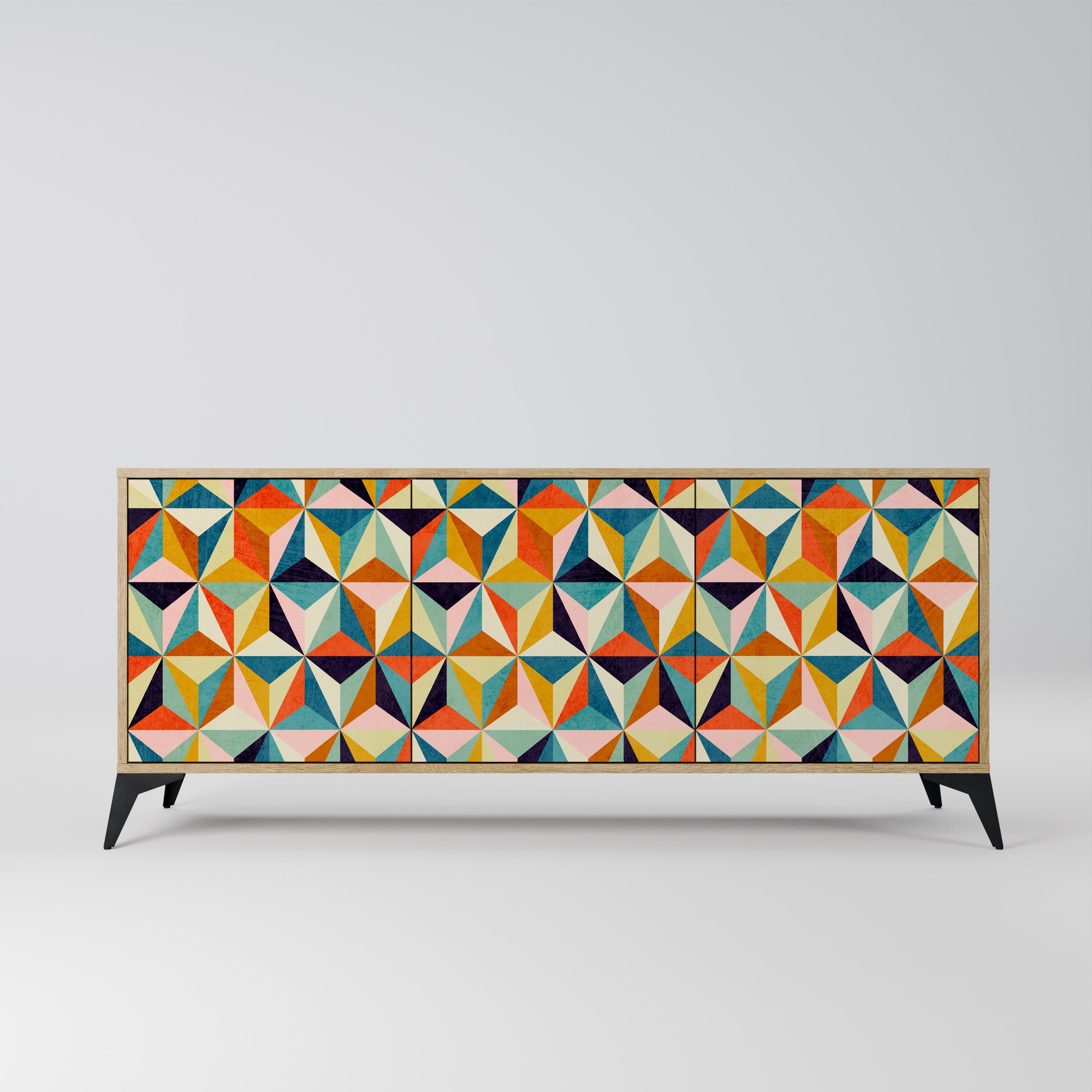 TESSELATE TREASURES Aparador de 3 Portas em Efeito Carvalho