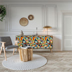 TESSELATE TREASURES Aparador de 3 Portas em Efeito Carvalho