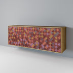 PAINTED SQUARES Aparador de 3 Portas em Efeito Carvalho